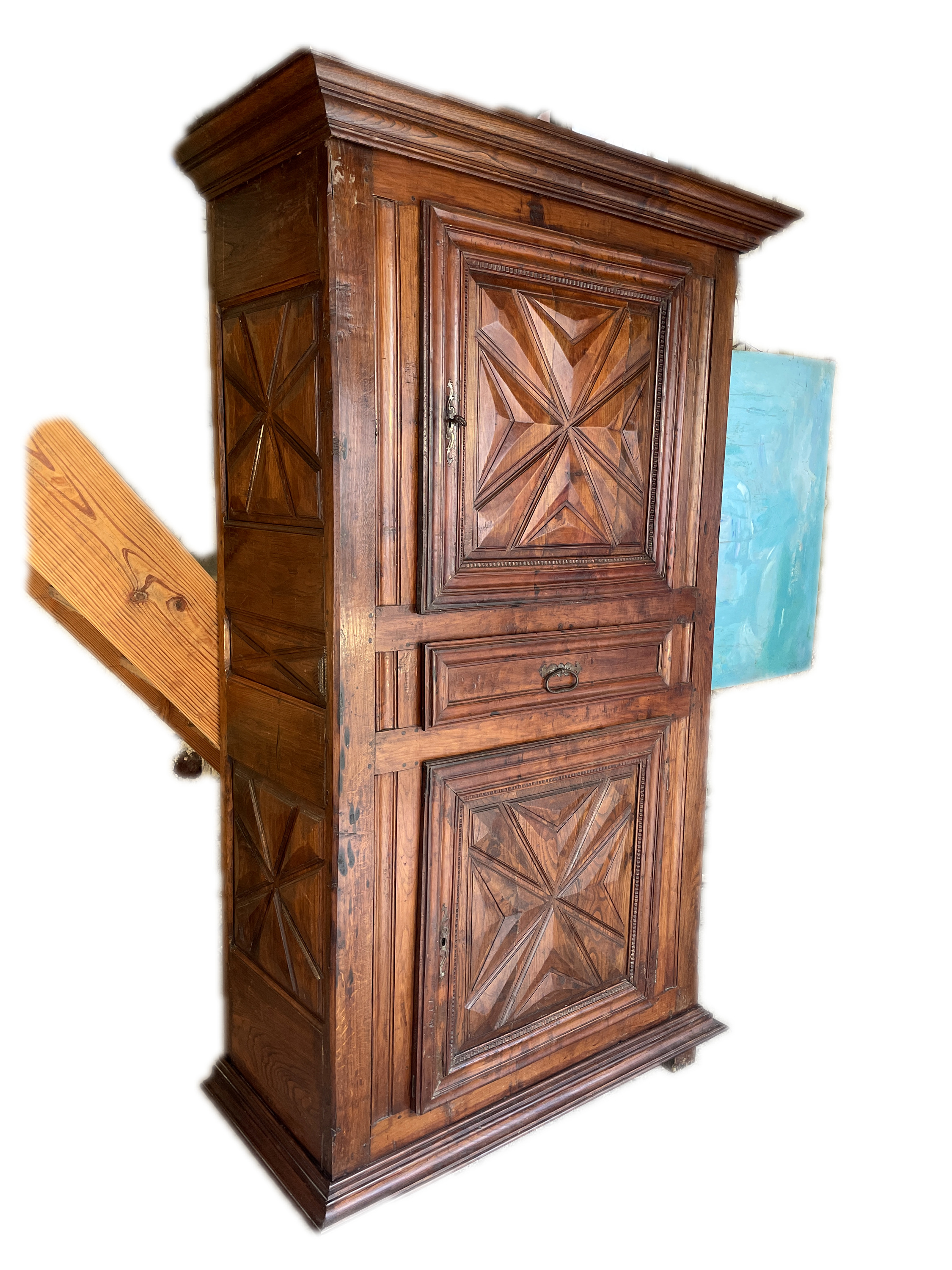 Armoire Louis XIII — 17th-Century Solid Oak, Pointes de Diamant