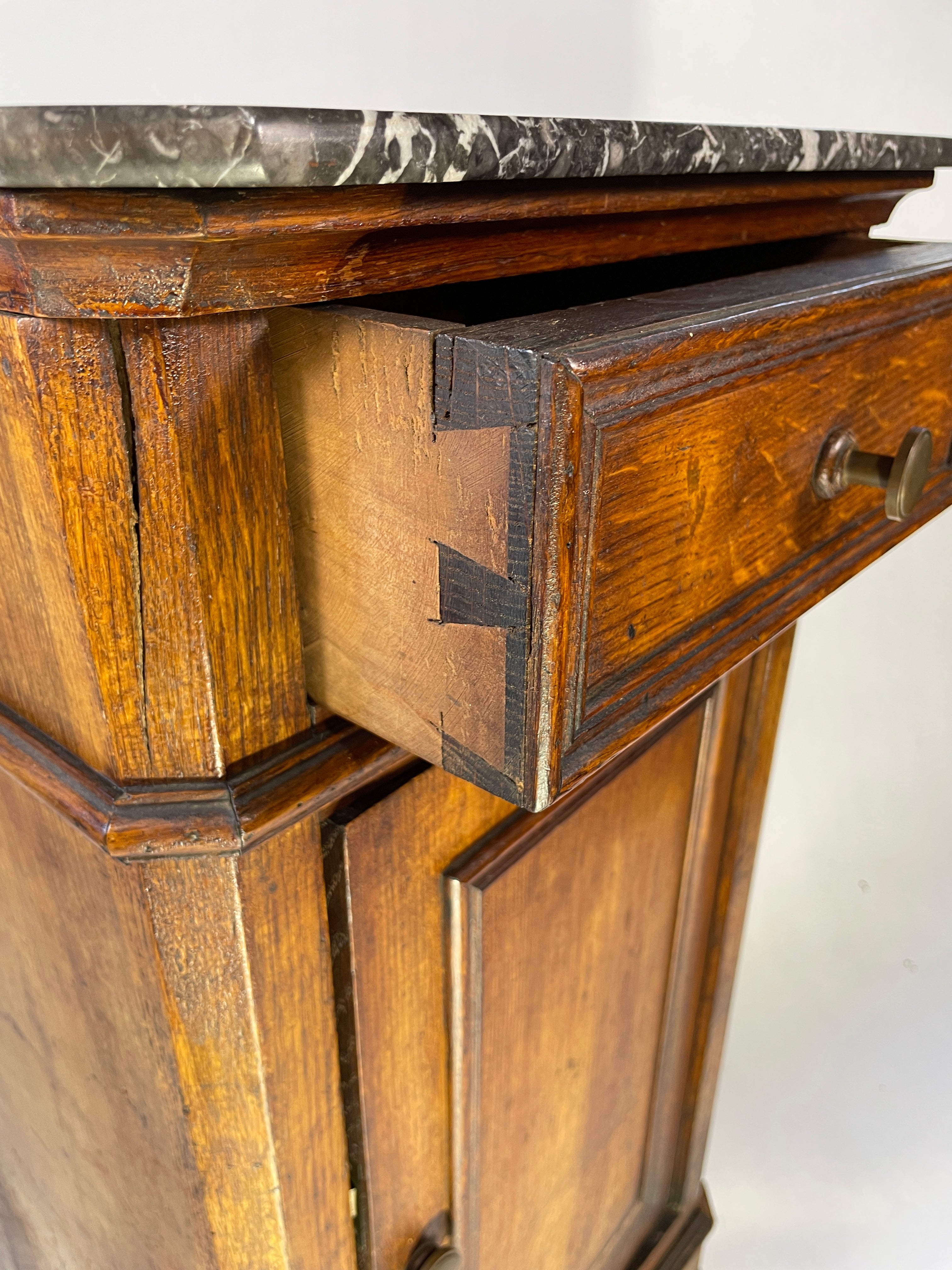 Antique French Marble-Topped Oak Cabinet - Late 19th Century Provincial Style — photo 5