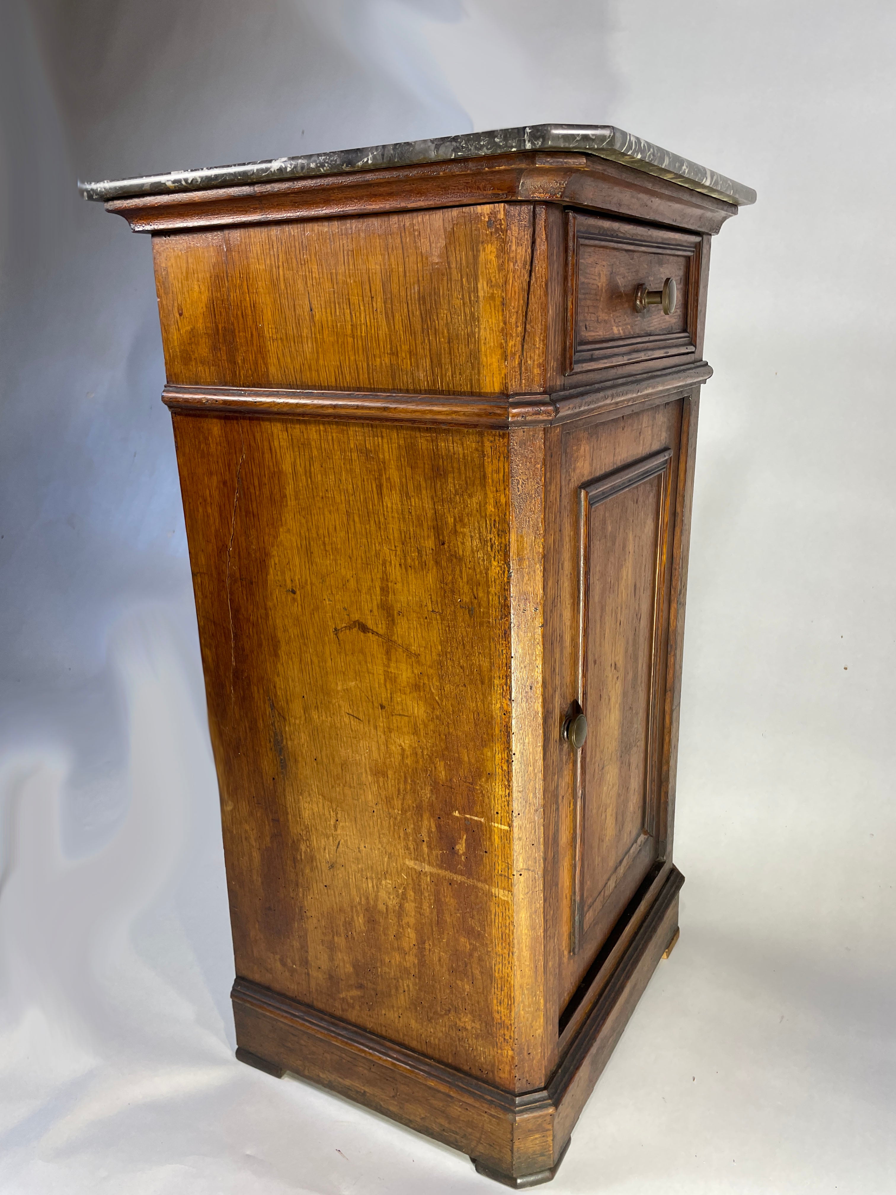 Antique French Marble-Topped Oak Cabinet - Late 19th Century Provincial Style — photo 6