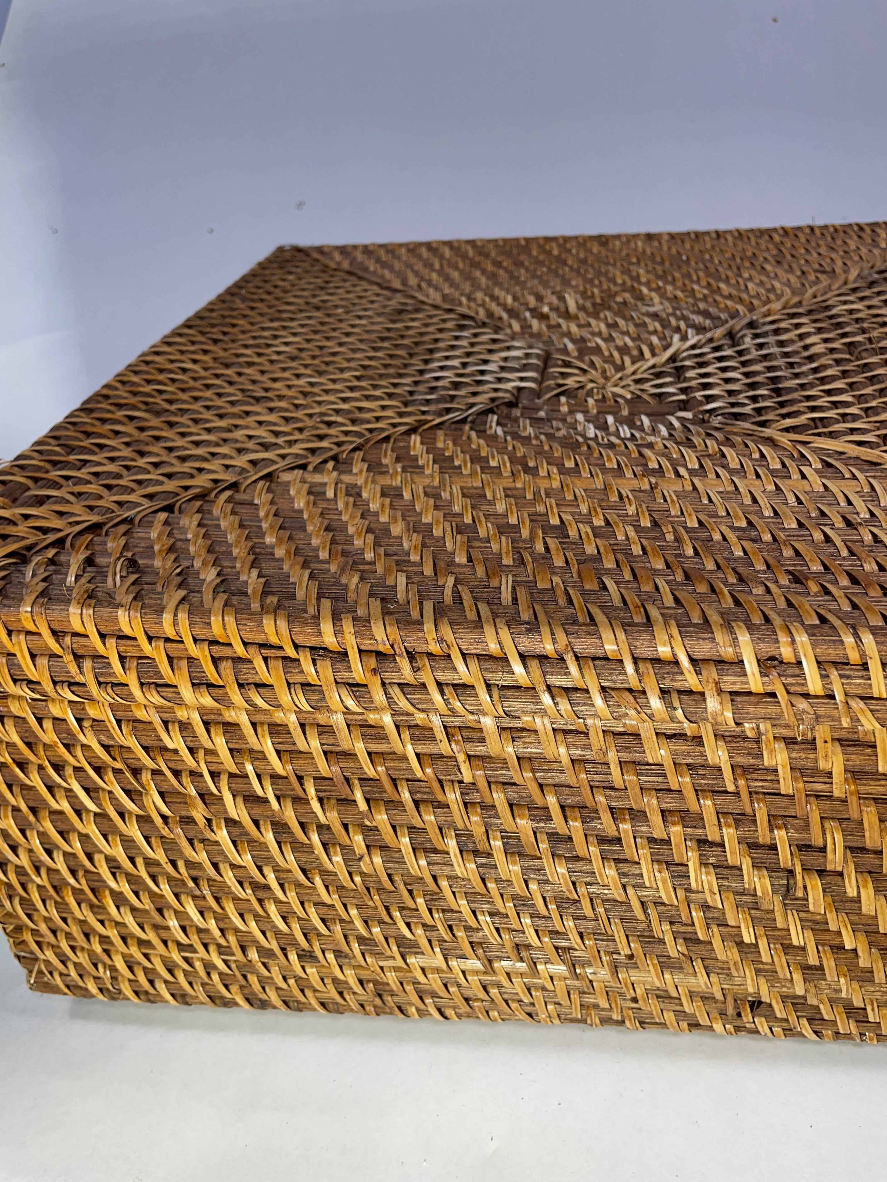 Vintage Woven Rattan Storage Box – Wicker Organizer with Compartments — photo 3