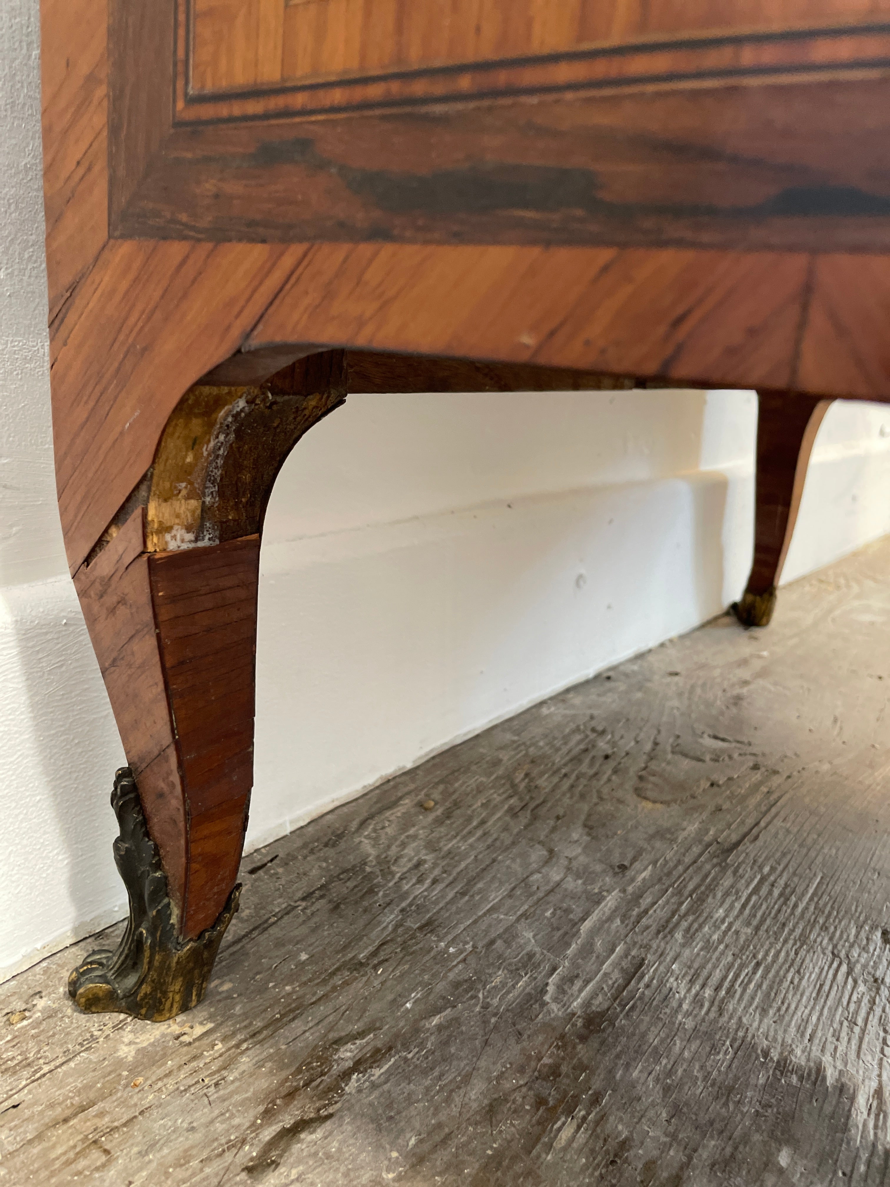 Exquisite Louis XVI-Style Marquetry Cabinet with Brass Gallery and Marble Top — photo 8