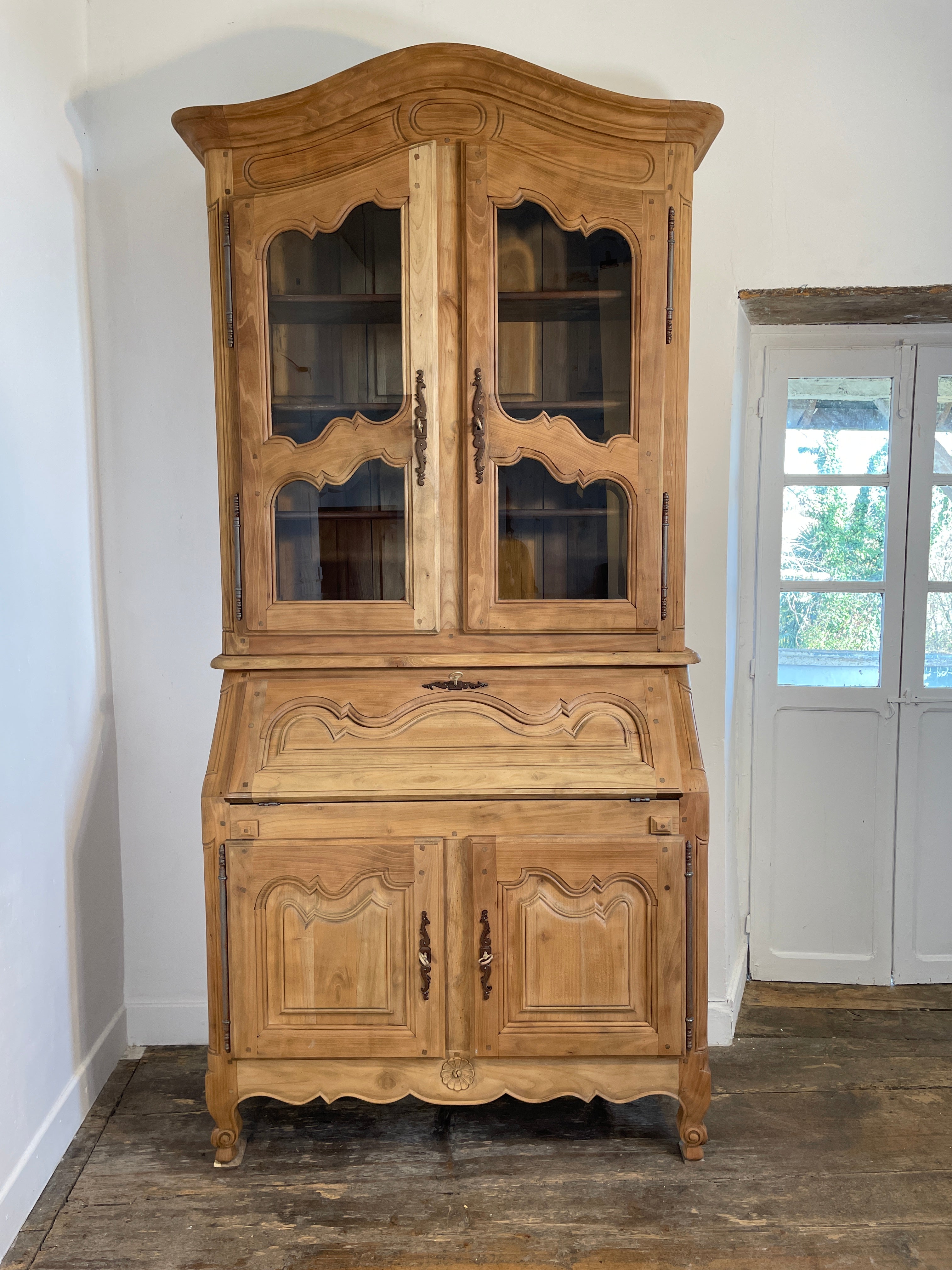 Vintage French Provinciaal Desk Cabinet Cherry Wood Mid- Century