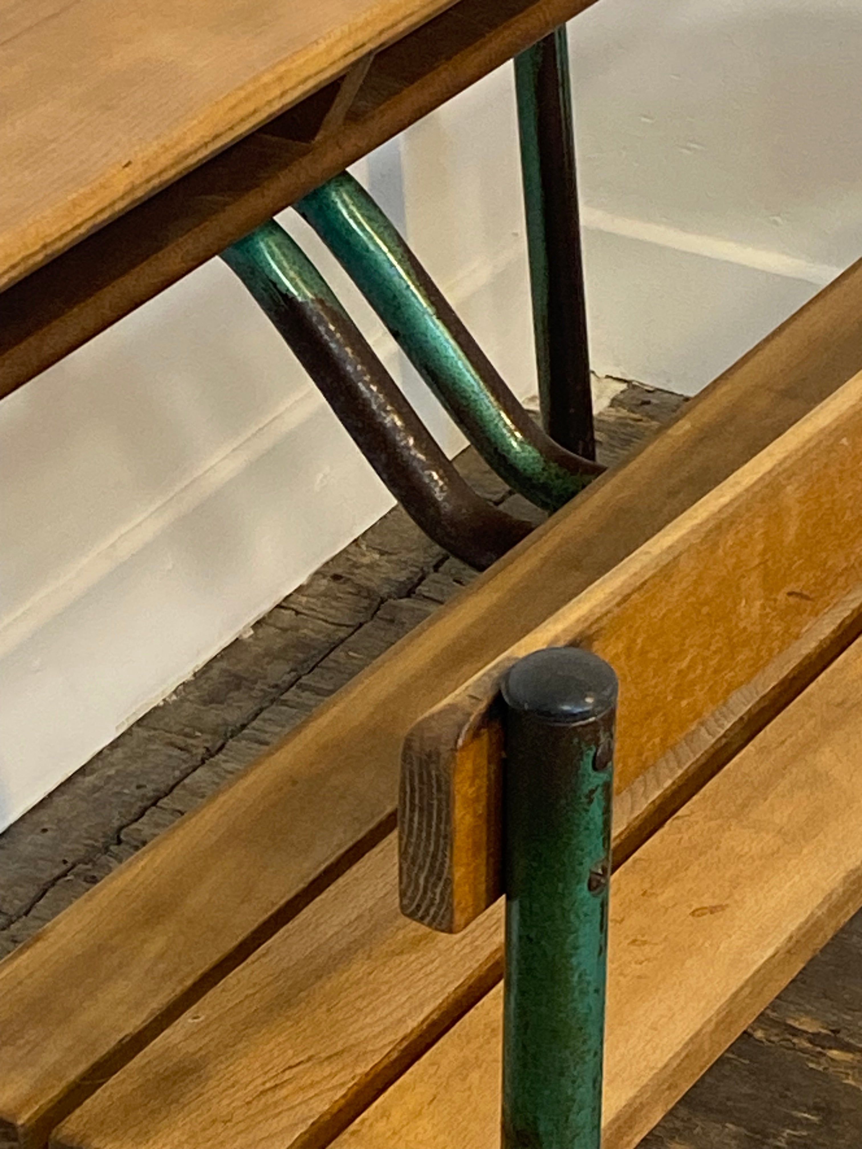 Vintage French School Desk by Delagrave – Wood & Metal Bench, Patina — photo 6