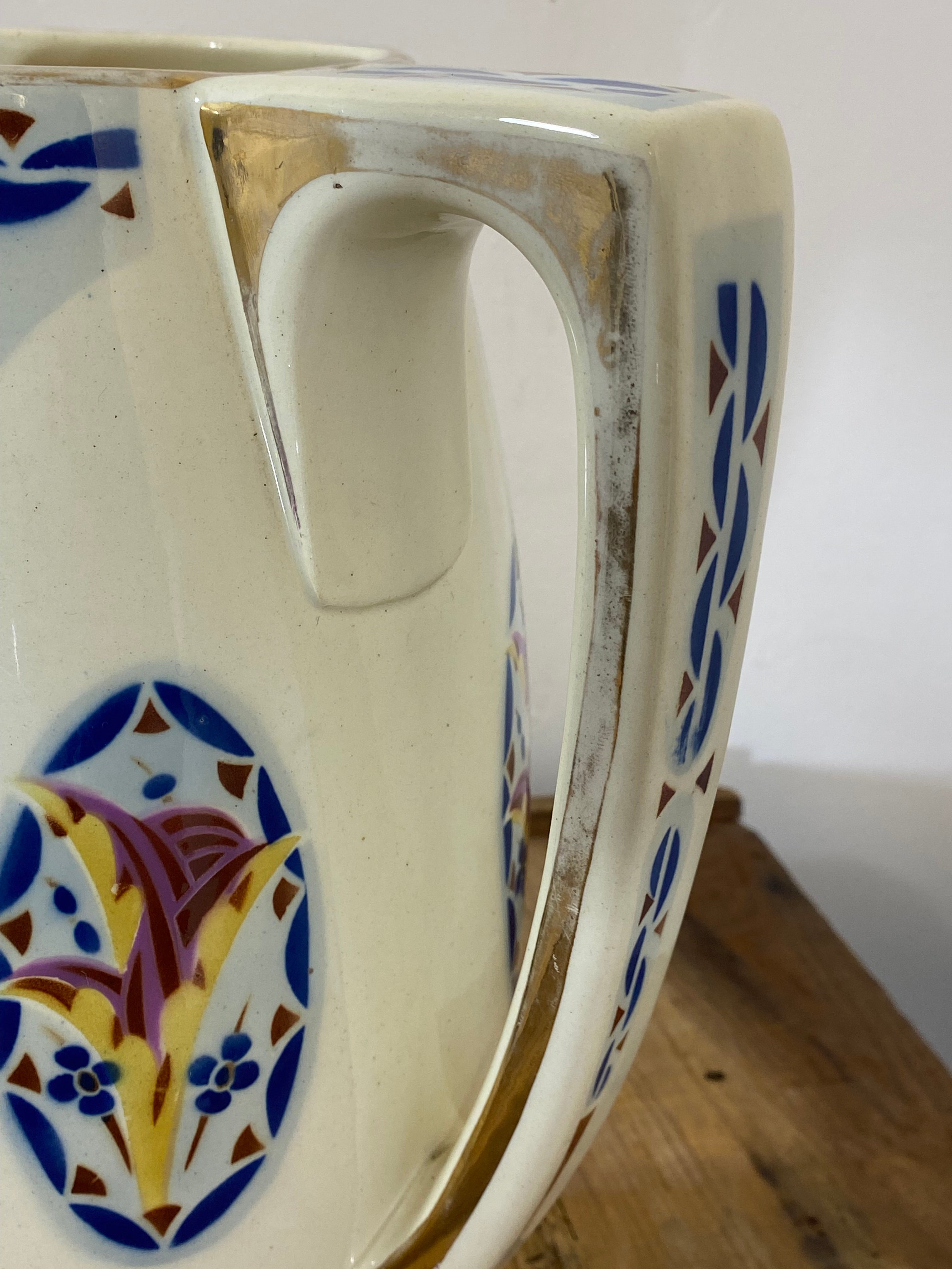 Vintage French Saint-Amand Art Deco Pitcher & Basin – Hand-Painted Floral — photo 6