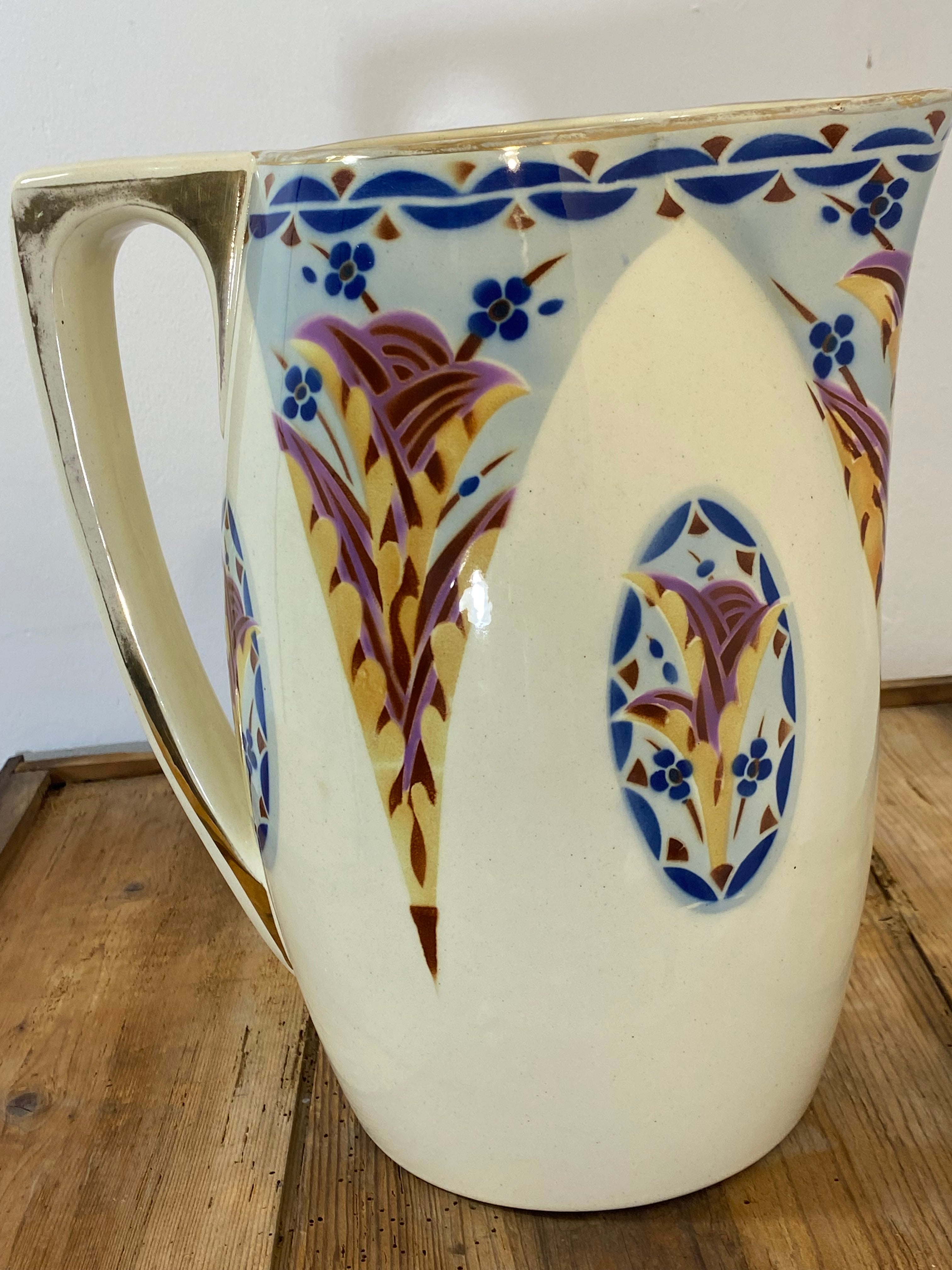 Vintage French Saint-Amand Art Deco Pitcher & Basin – Hand-Painted Floral — photo 8