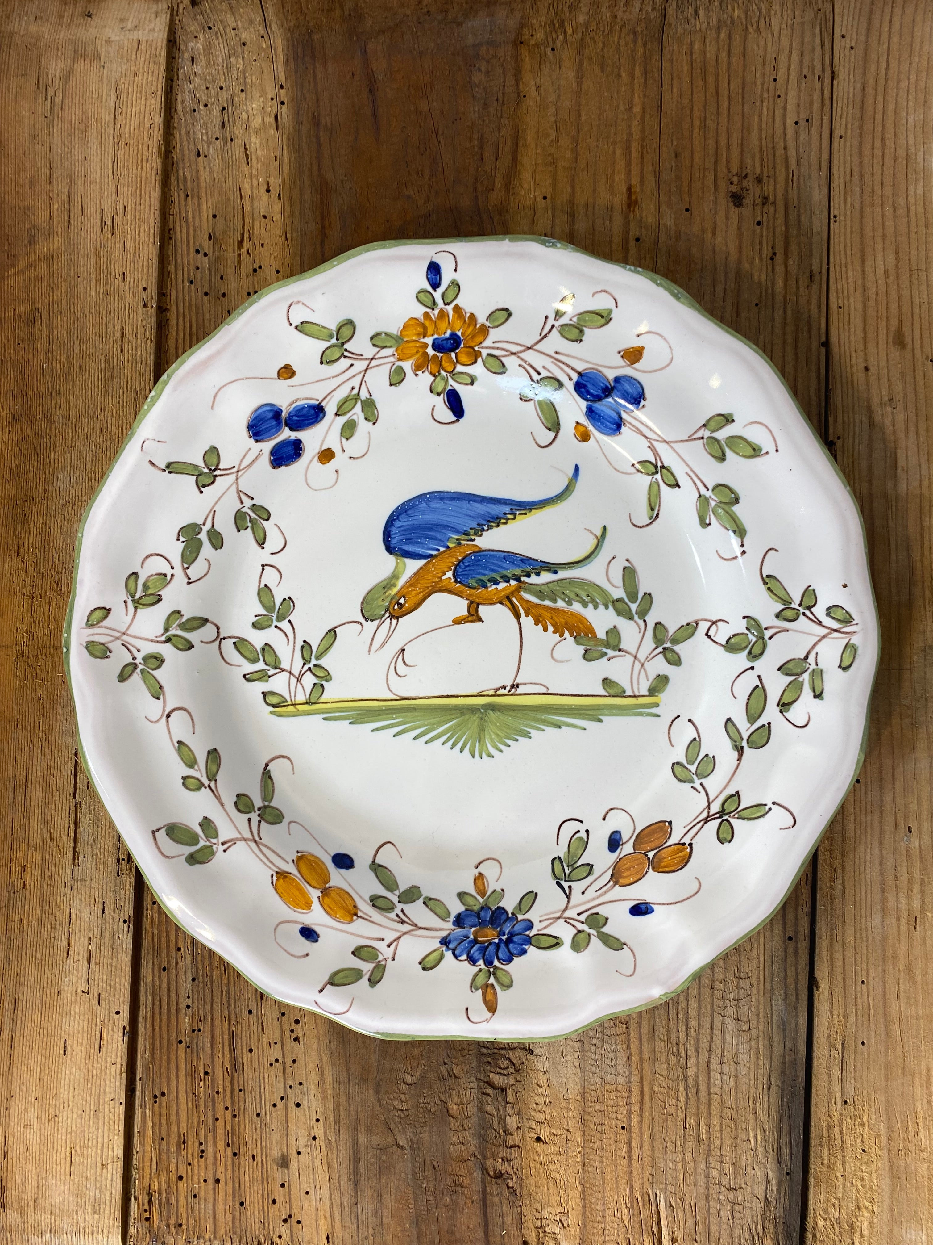 Vintage French Faience Plate Set – Moustiers Hand-Painted Pottery — photo 2