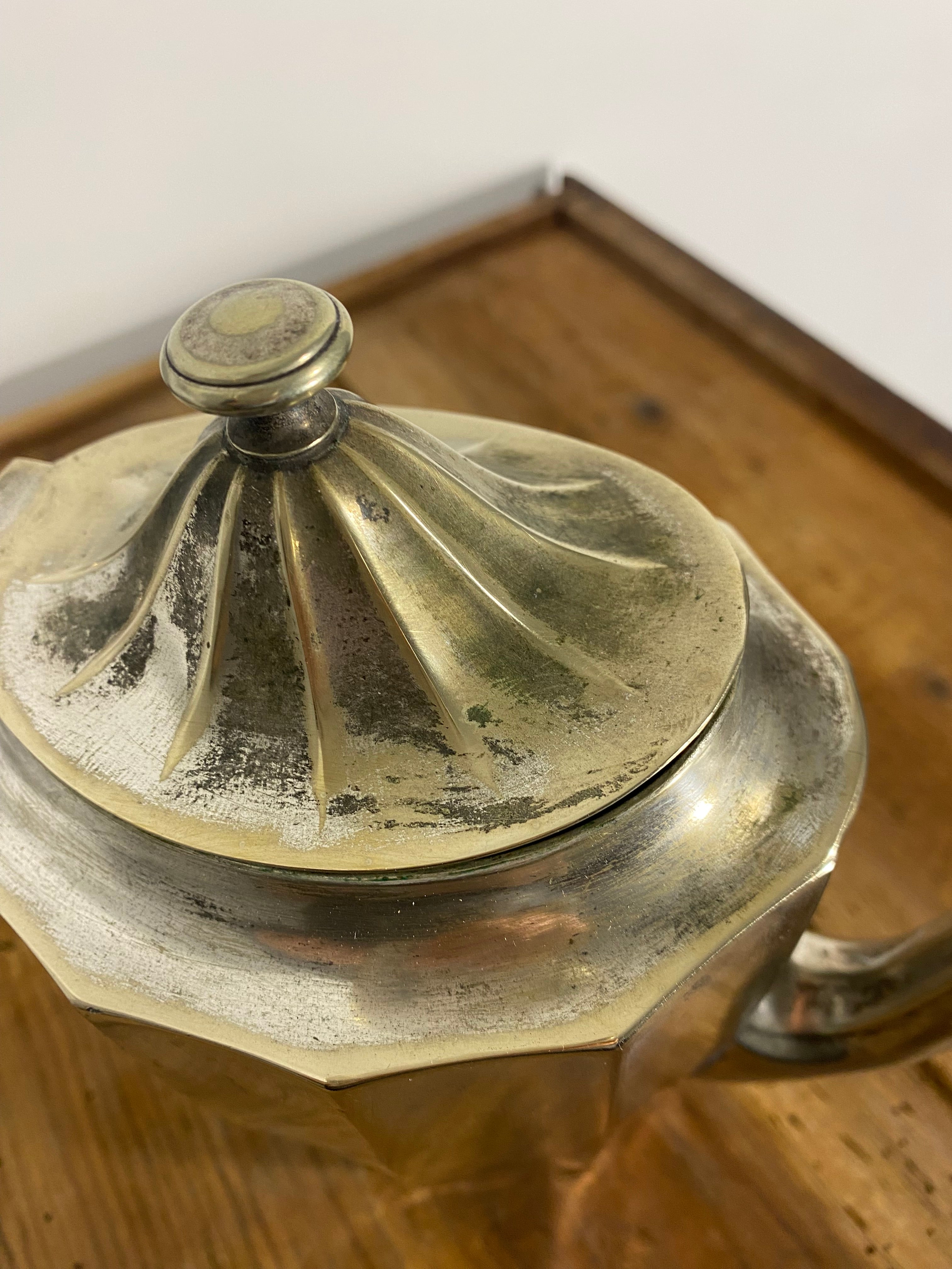 Vintage Art Deco Silver-Plated Teapot with Faceted Design — photo 4