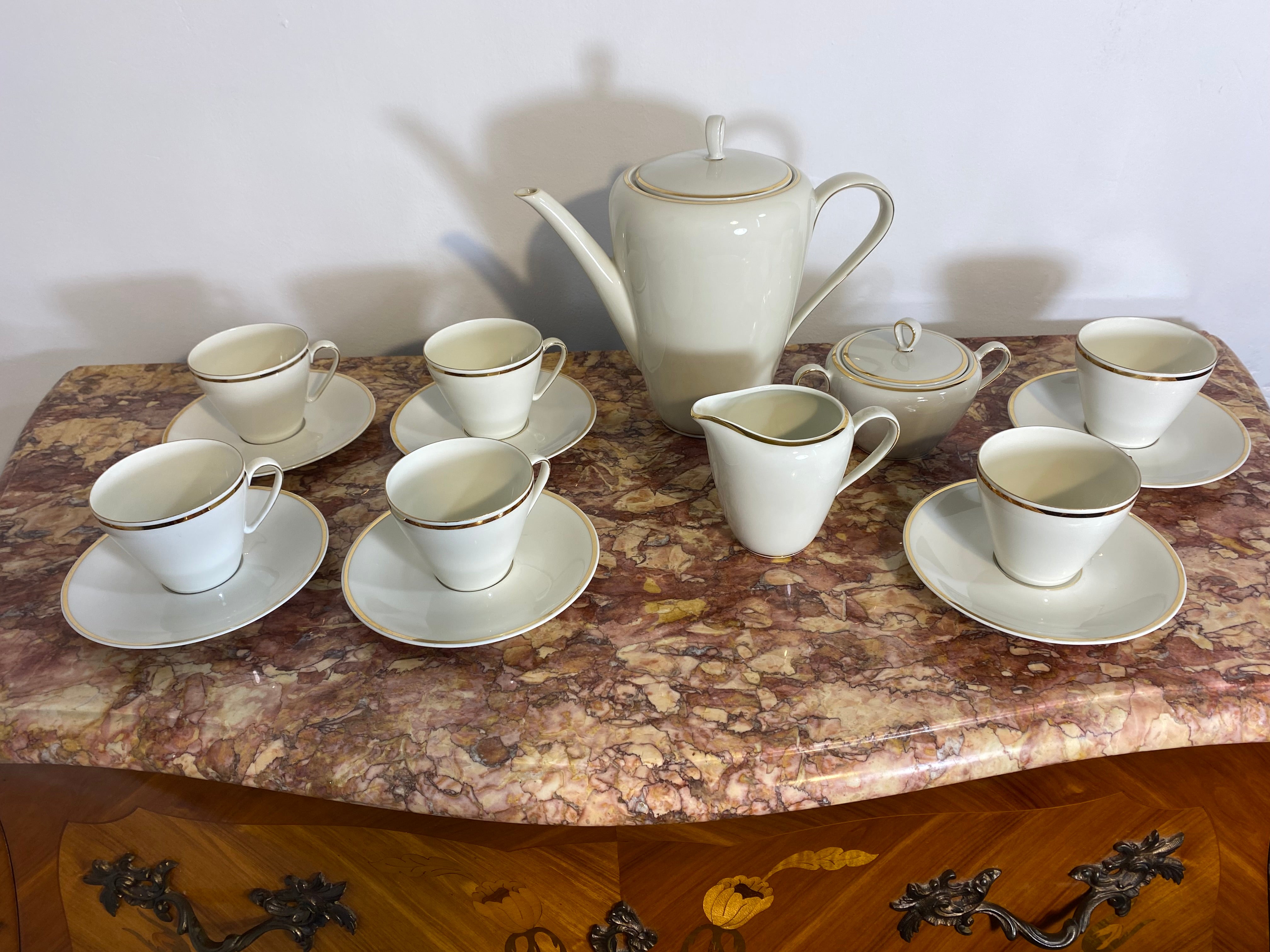 Vintage Bavarian Porcelain Tea Set – 9-Piece, Gilded Trim, Elegant — photo 9