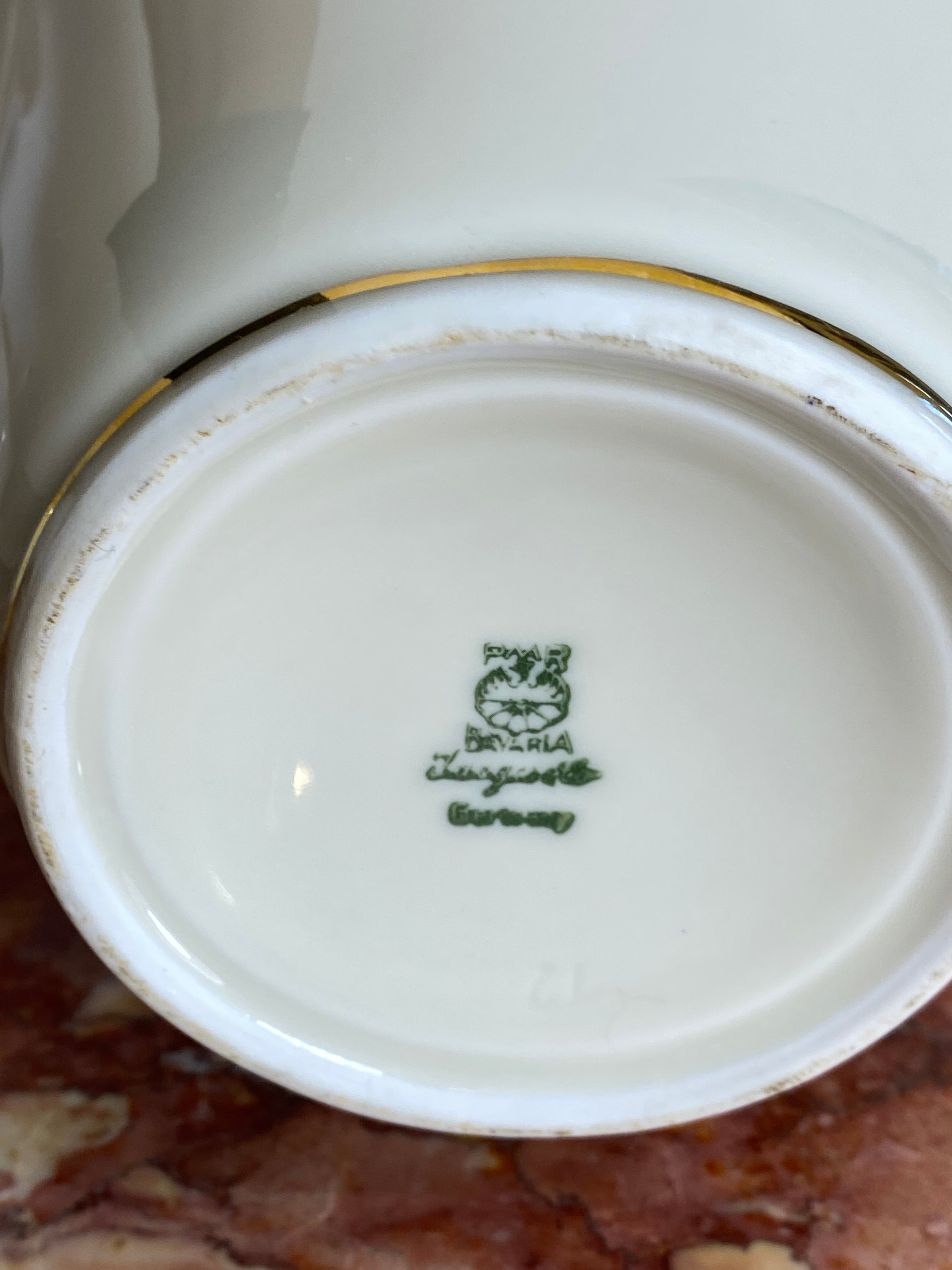 Vintage Bavarian Porcelain Tea Set – 9-Piece, Gilded Trim, Elegant — photo 4