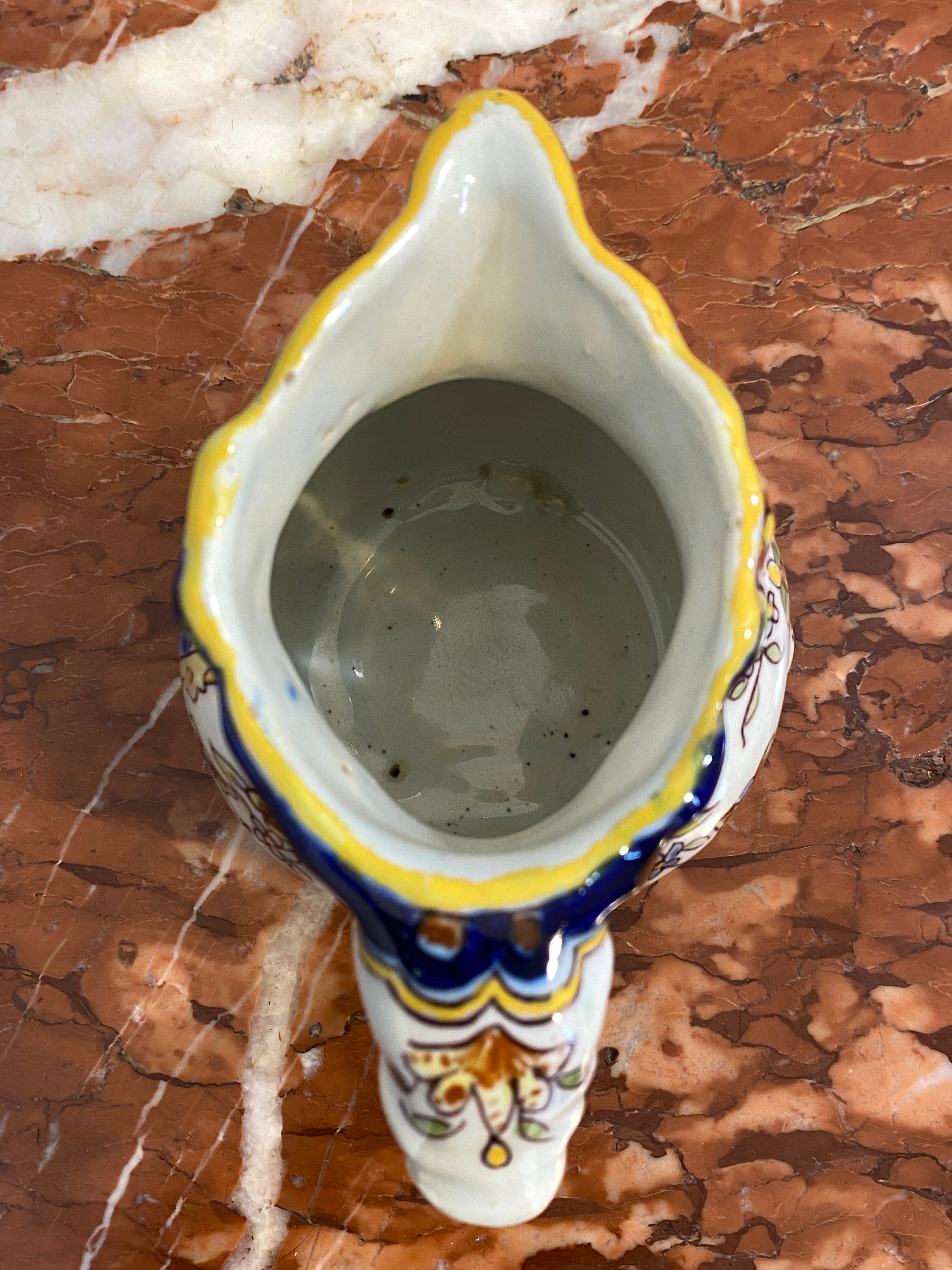 Antique French Faience Pitcher, Hand-Painted, Late 19th Century — photo 8