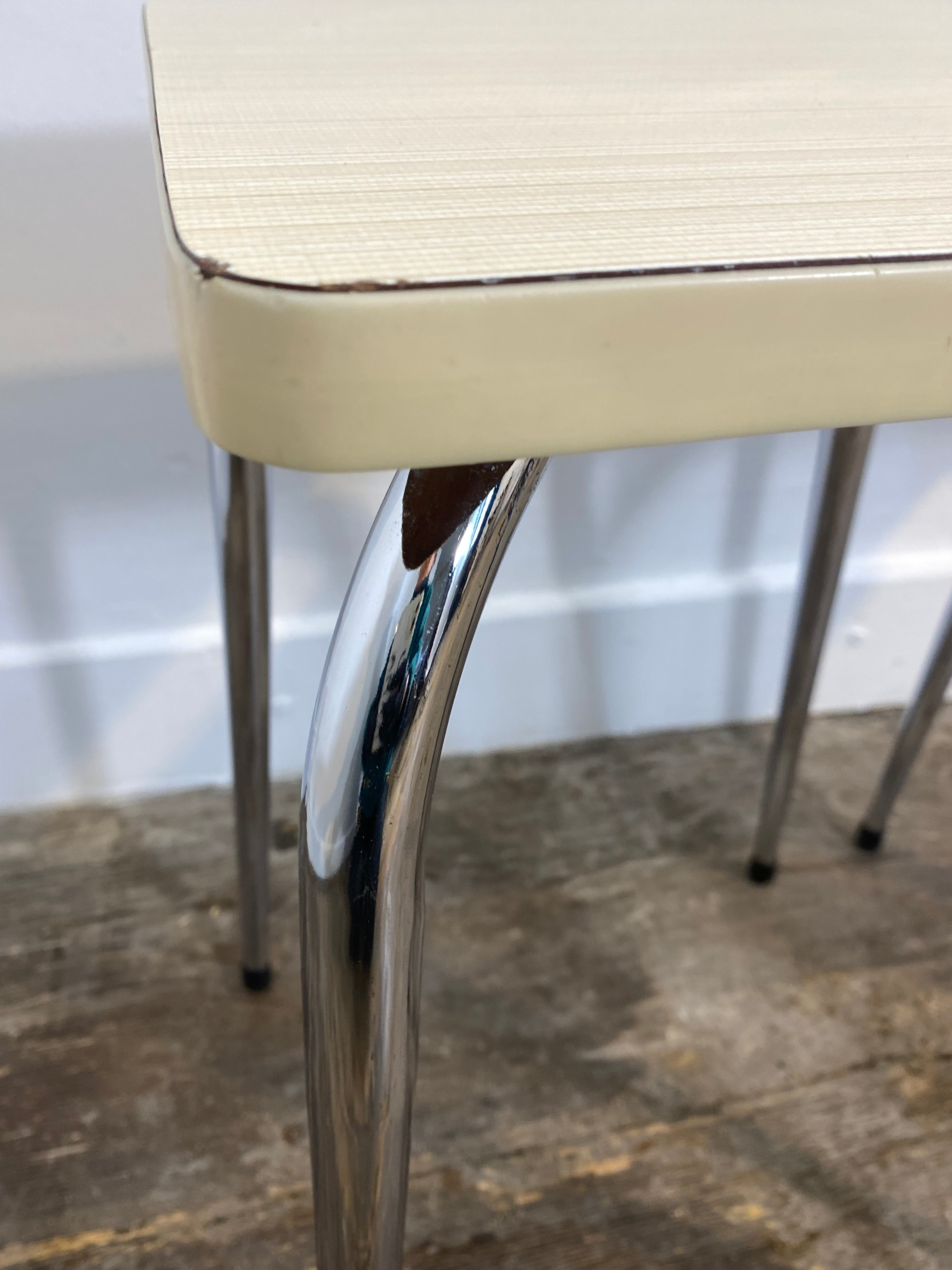 Set of 2 Vintage Mid-Century Stools – White Formica & Chrome — photo 6