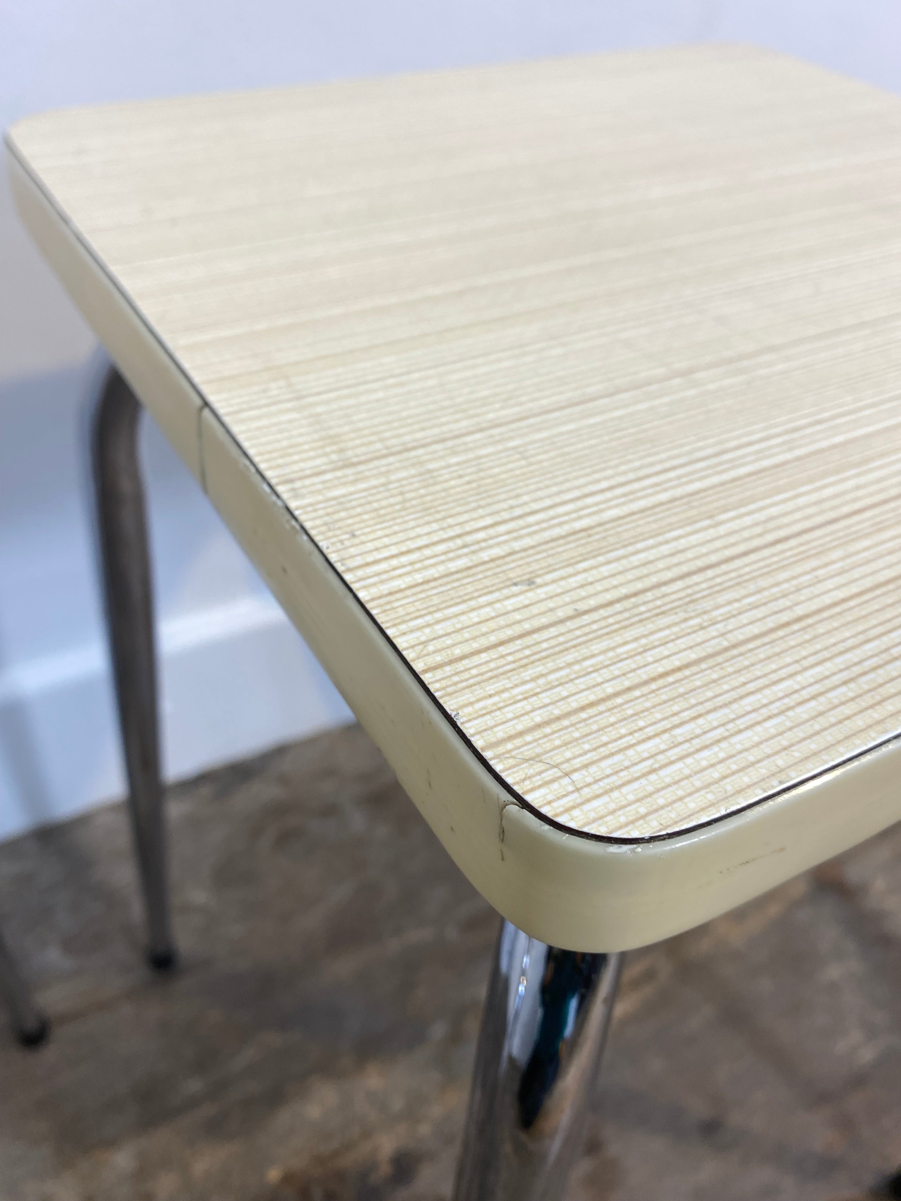 Set of 2 Vintage Mid-Century Stools – White Formica & Chrome — photo 8