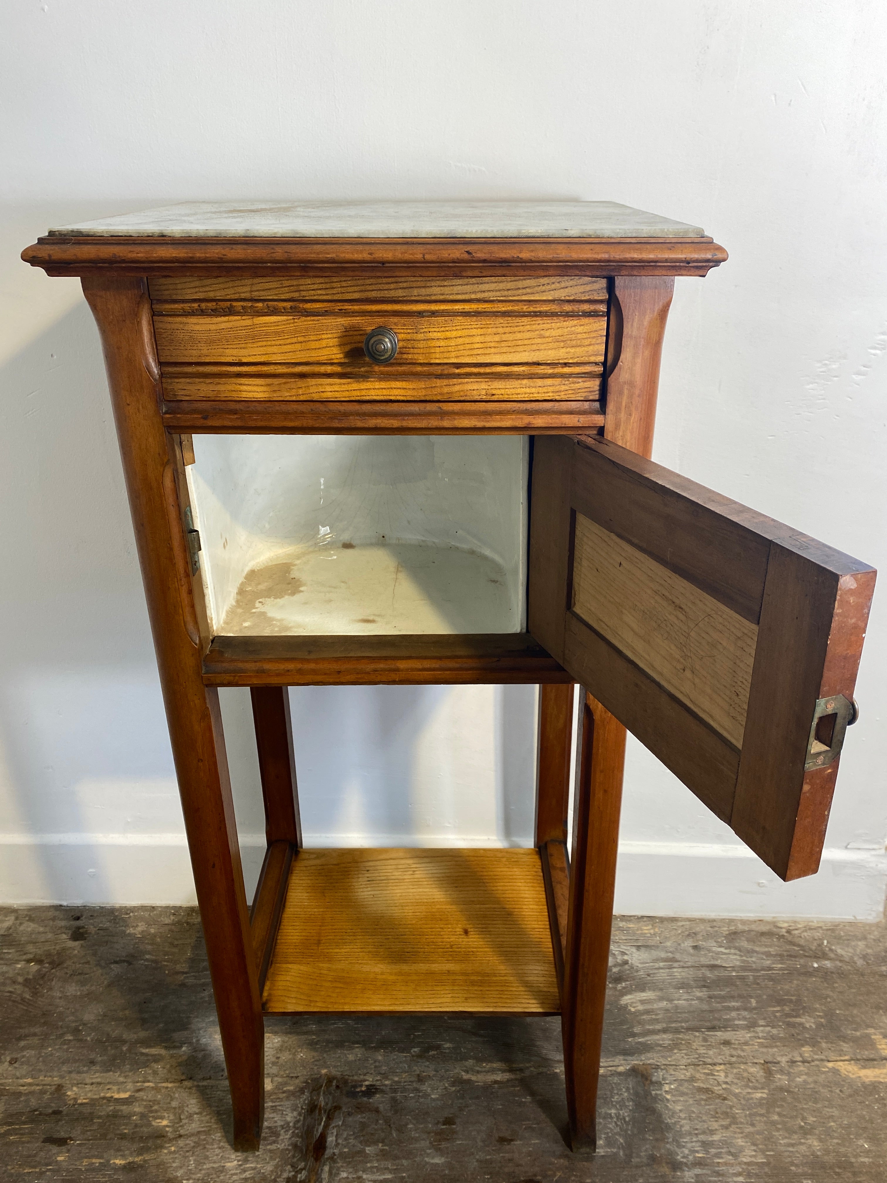 French Provincial Marble-Topped Cabinet with Ceramic Lining — photo 4