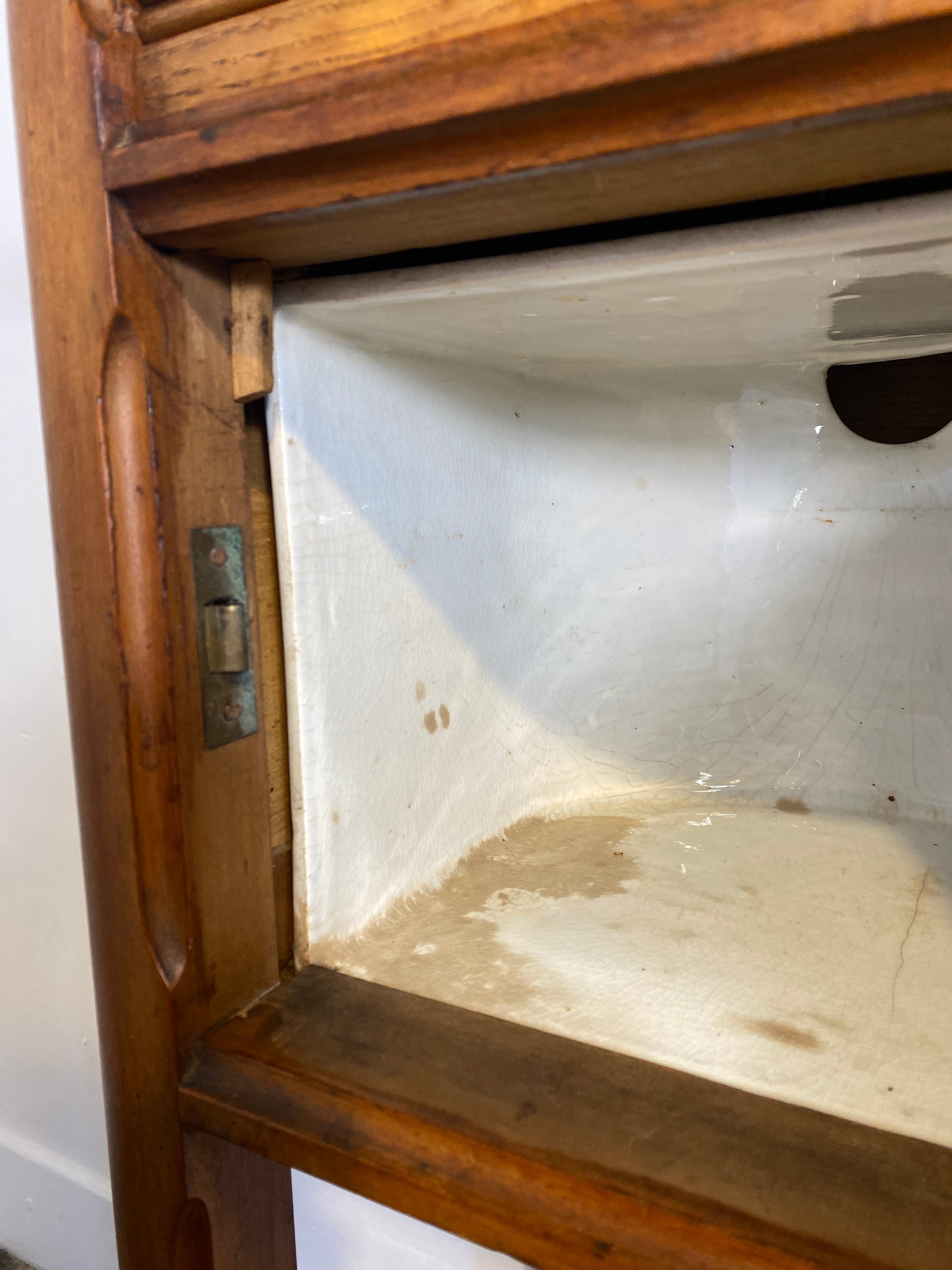 French Provincial Marble-Topped Cabinet with Ceramic Lining — photo 8