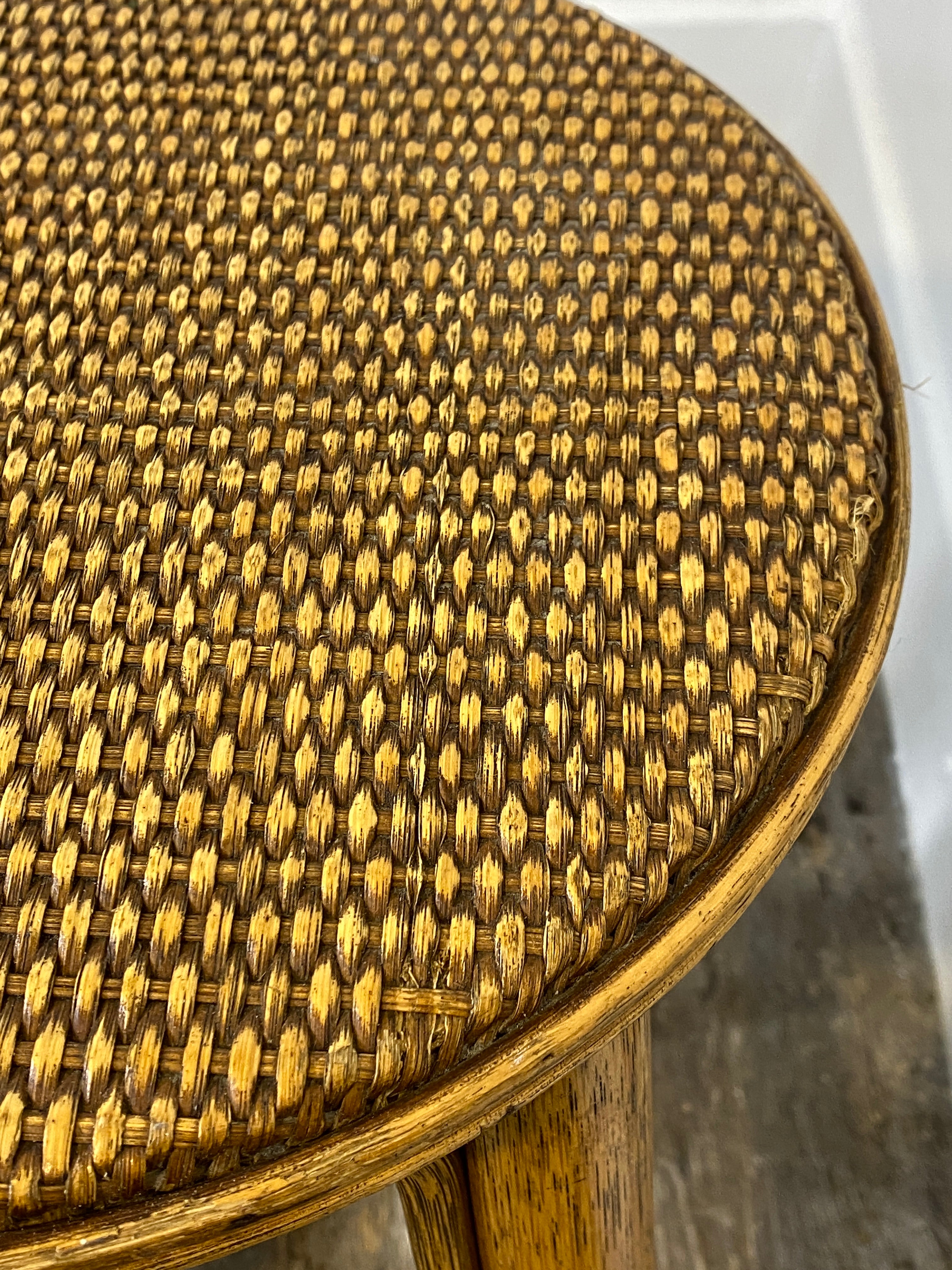 Vintage Rattan & Cane Stool – Mid-Century Coastal Style — photo 3