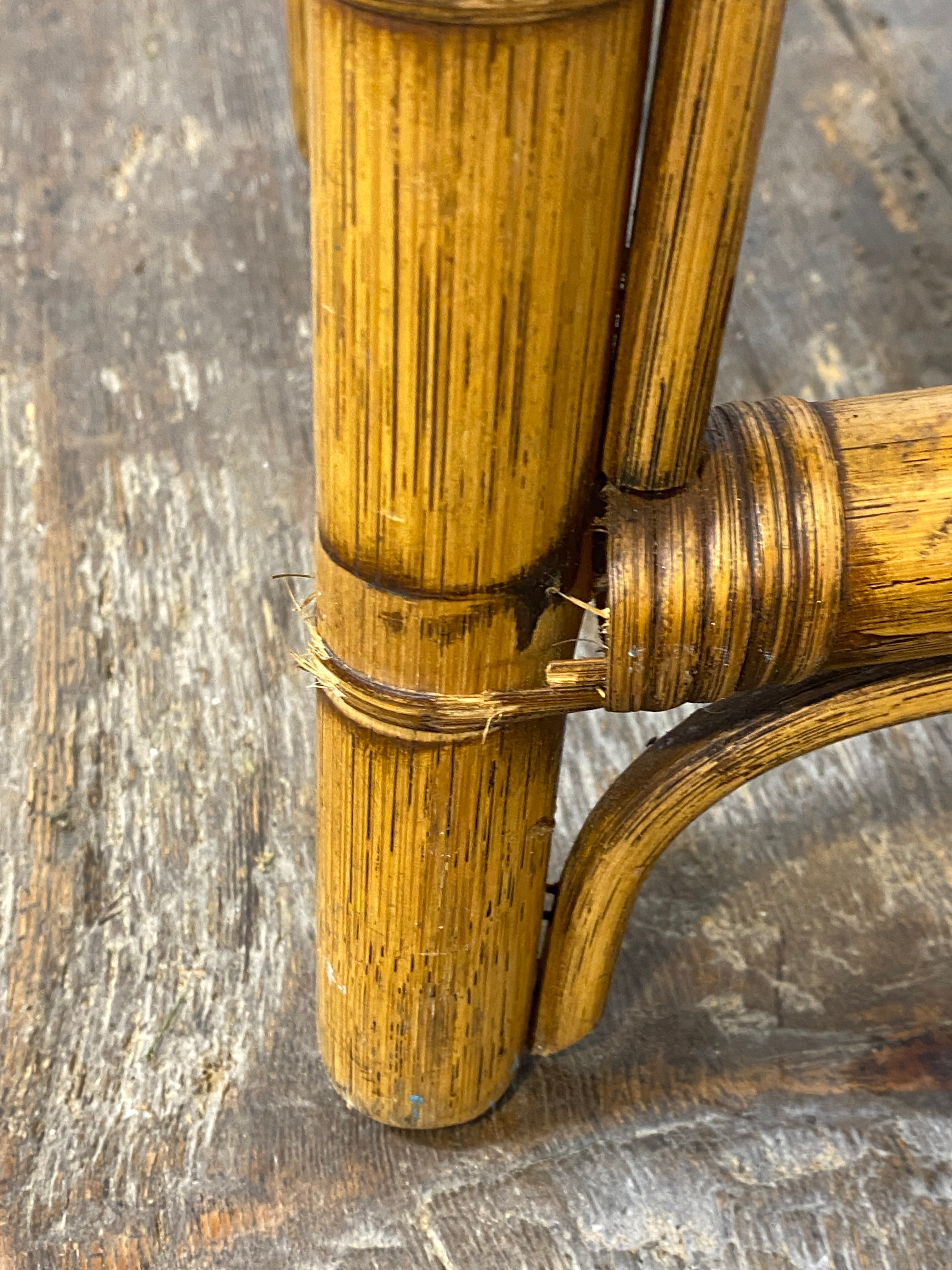 Vintage Rattan & Cane Stool – Mid-Century Coastal Style — photo 4
