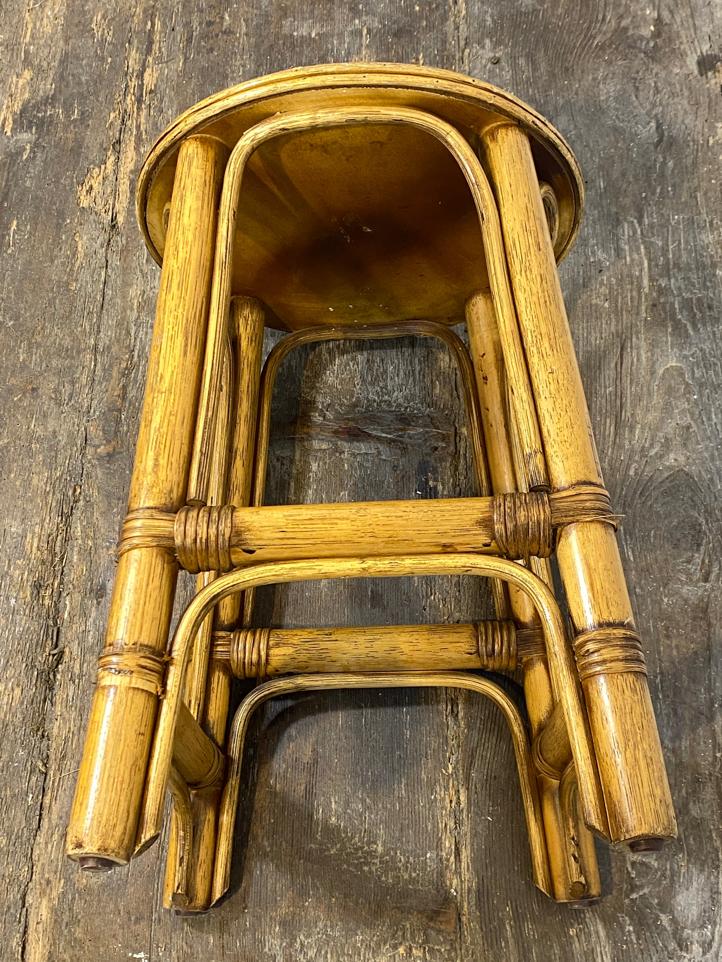 Vintage Rattan & Cane Stool – Mid-Century Coastal Style — photo 8