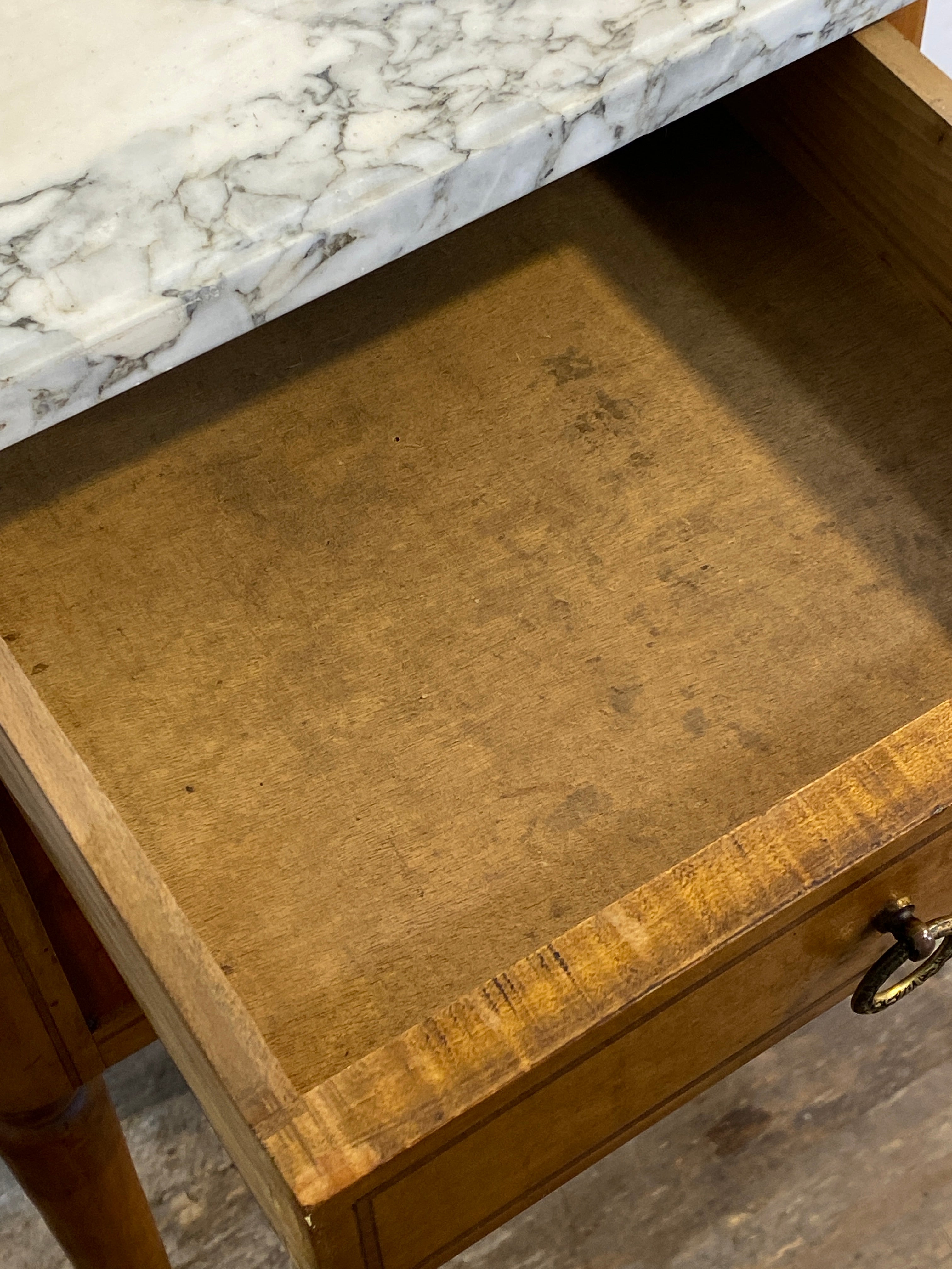 Antique Louis XVI-Style Marble-Top Nightstand with Marquetry — photo 12