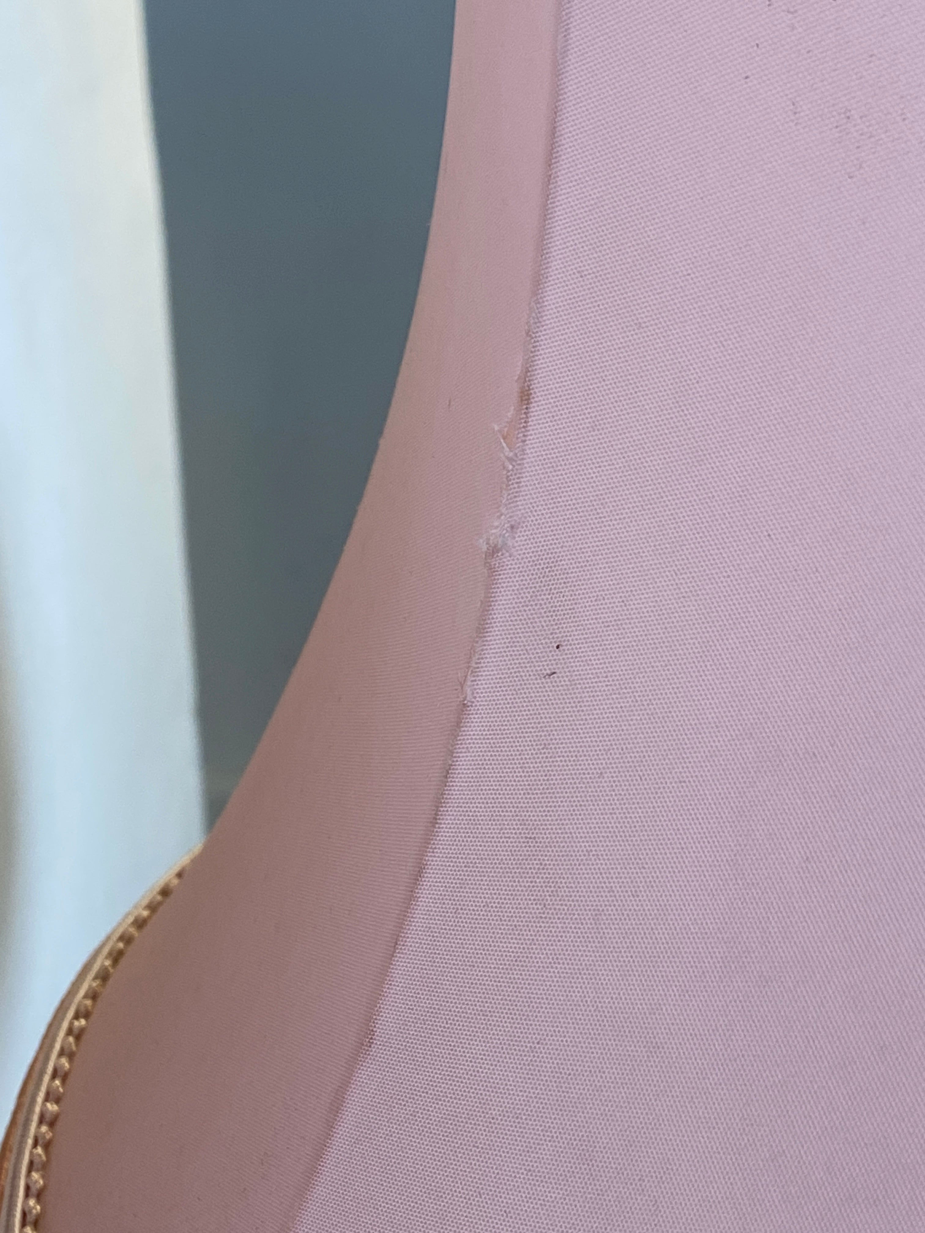 Vintage French Ceramic Table Lamp – Birds, Pink Satin Shade, 1950s — photo 11