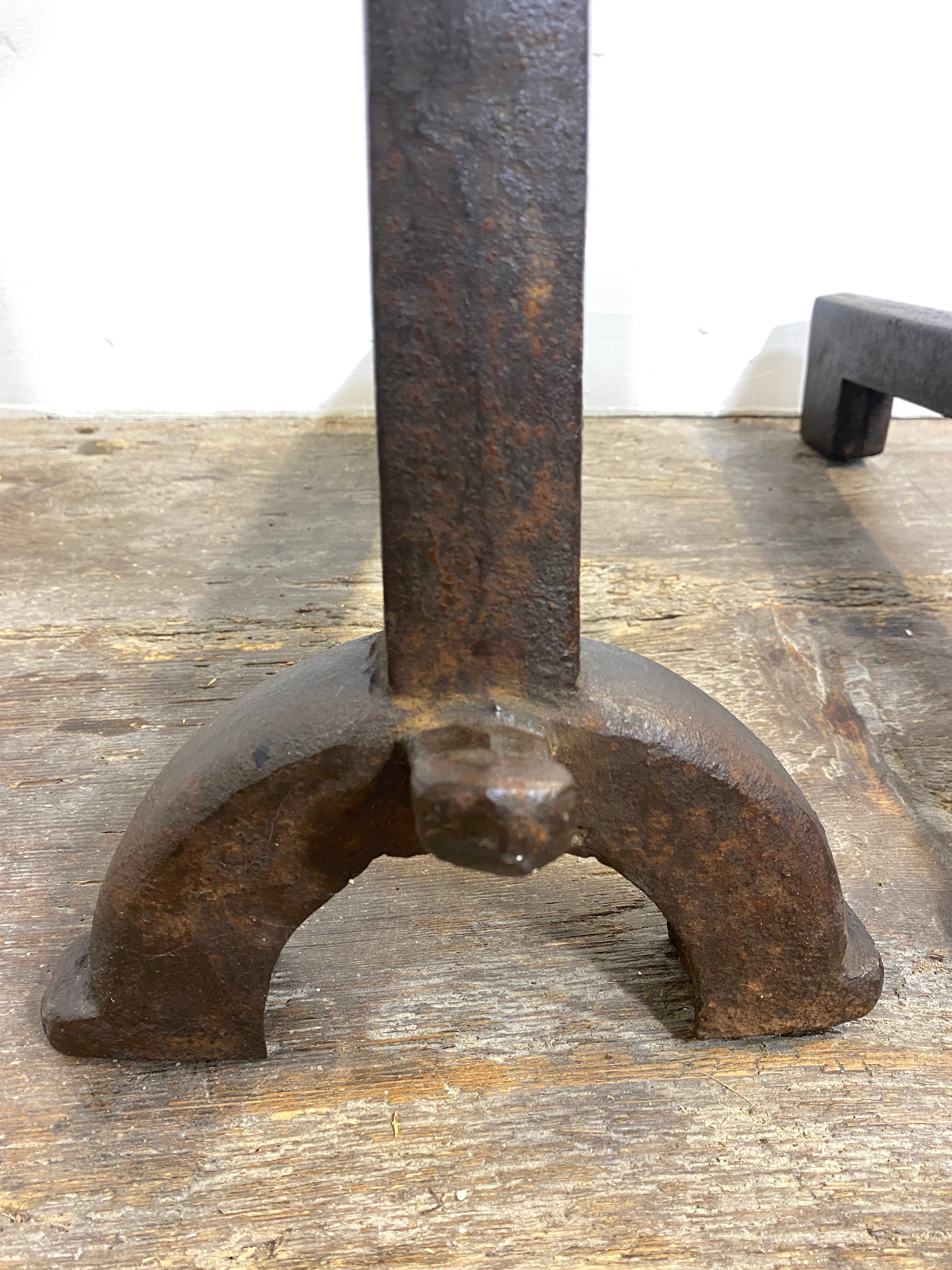 Antique Cast Iron Andirons Rustic 1900s Fireplace Accessories Log Holders Decor — photo 5