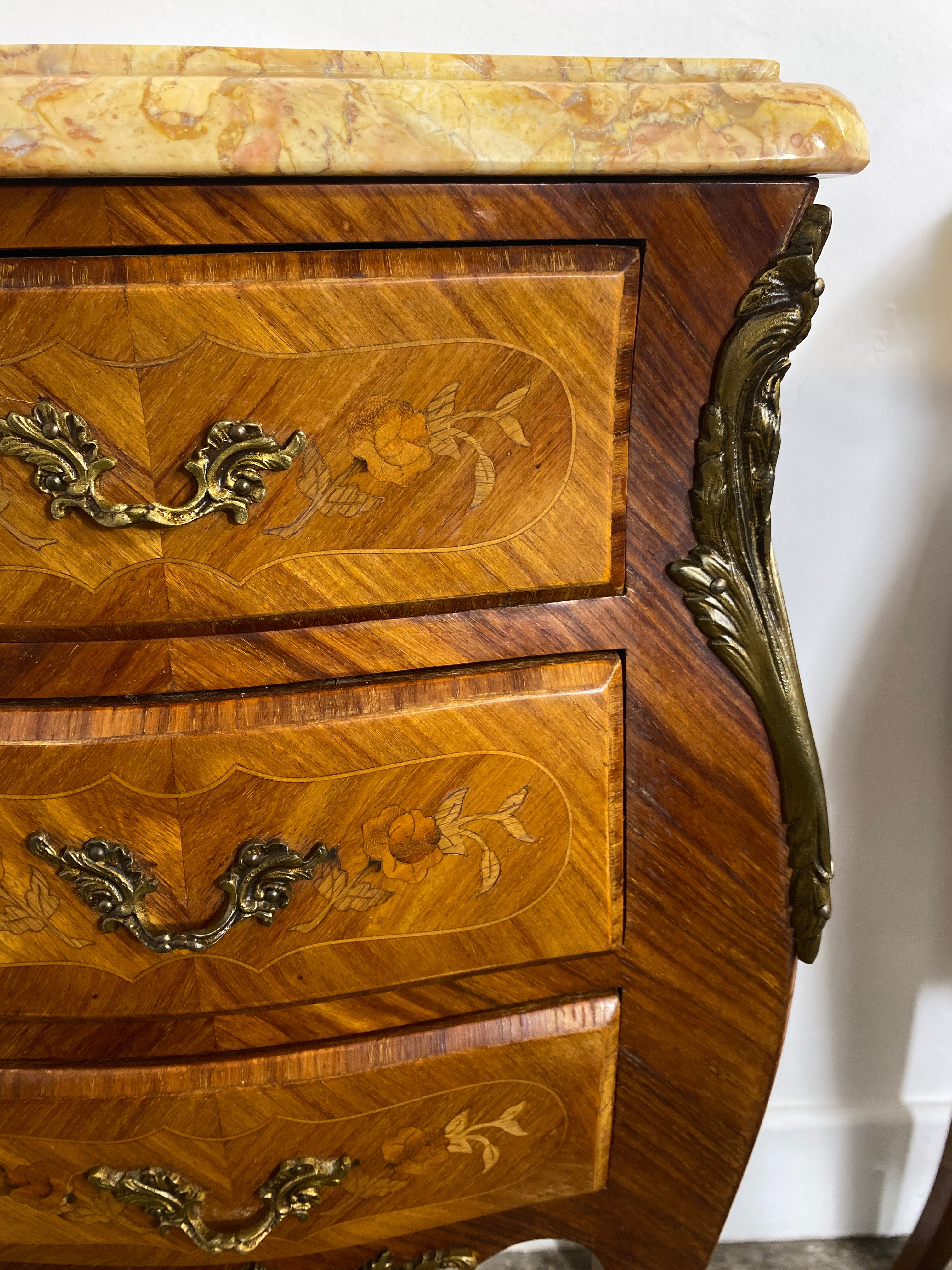 Pair of Louis XV-Style Bedside Cabinets with Marble Tops – Mid-20th Century — photo 4