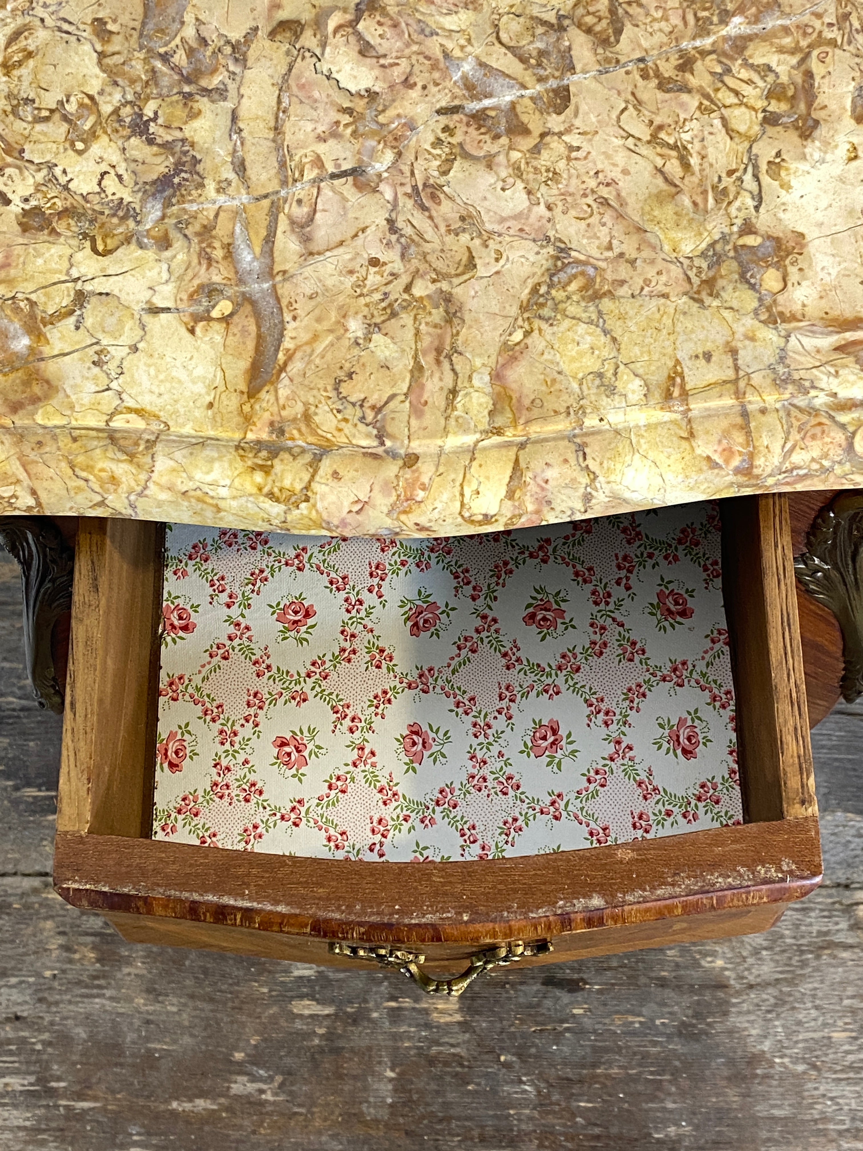 Pair of Louis XV-Style Bedside Cabinets with Marble Tops – Mid-20th Century — photo 9