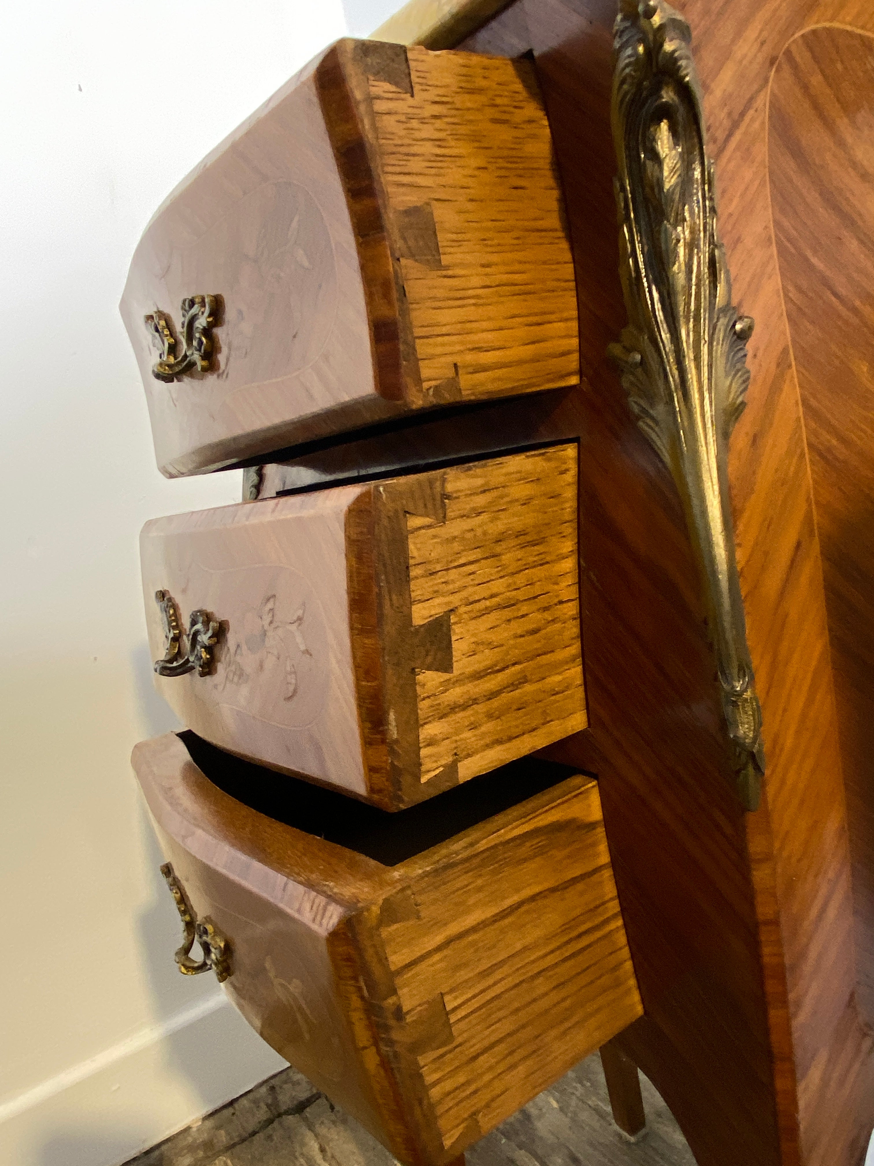Pair of Louis XV-Style Bedside Cabinets with Marble Tops – Mid-20th Century — photo 10