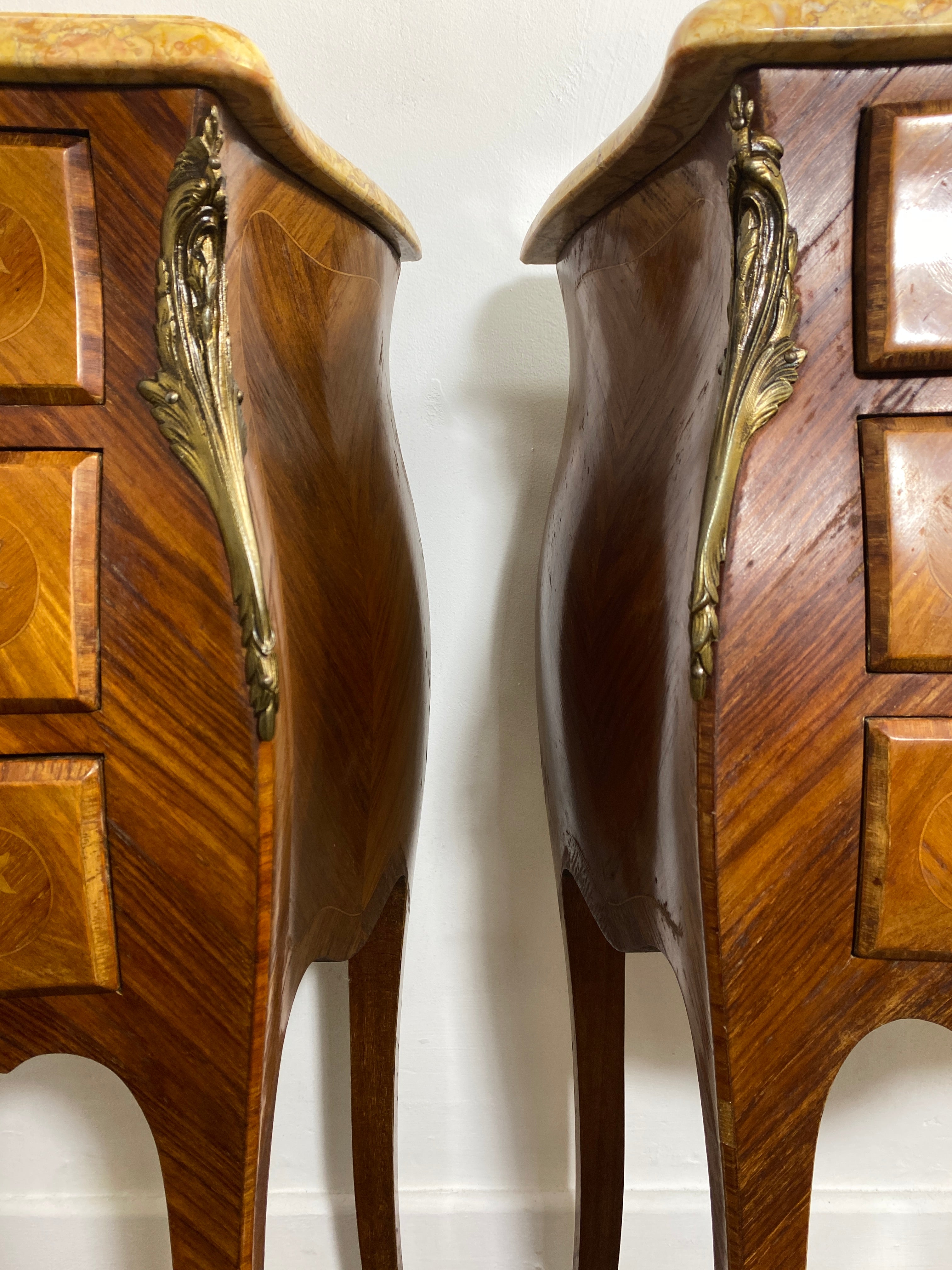 Pair of Louis XV-Style Bedside Cabinets with Marble Tops – Mid-20th Century — photo 19