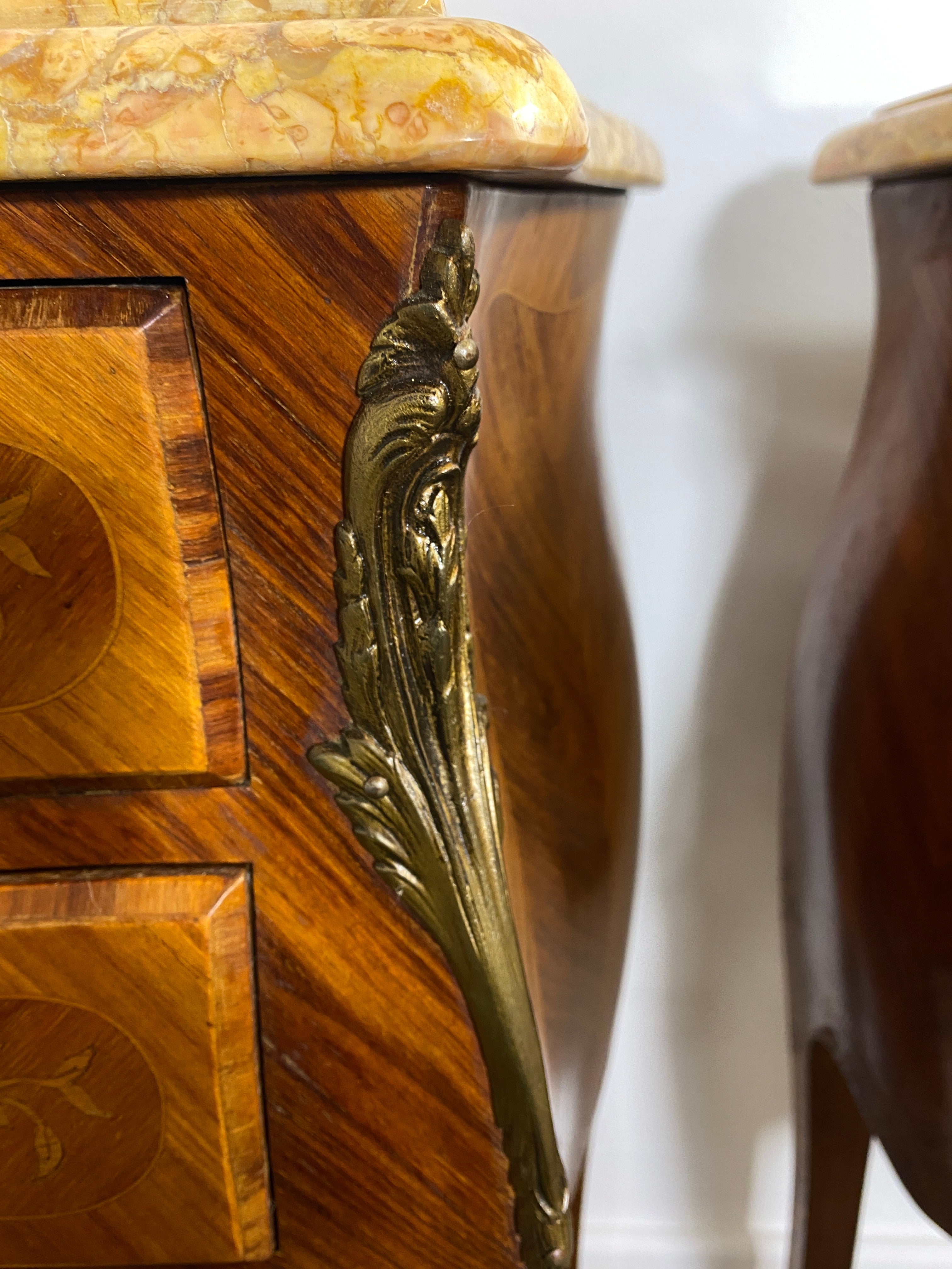 Pair of Louis XV-Style Bedside Cabinets with Marble Tops – Mid-20th Century — photo 20