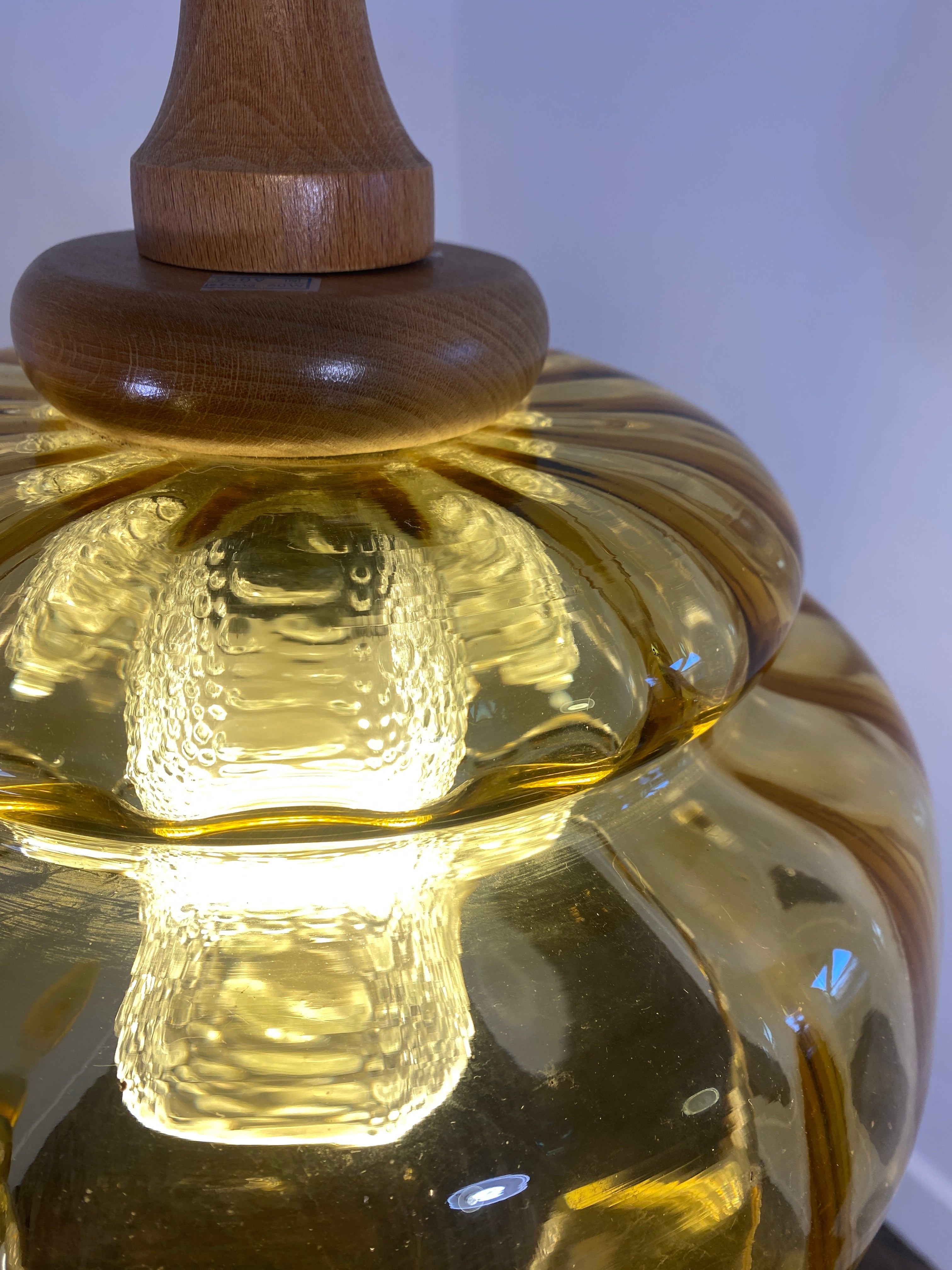 Vintage French Mid-Century Amber Glass Pendant Light/ Retro Ceiling Lamp — photo 3