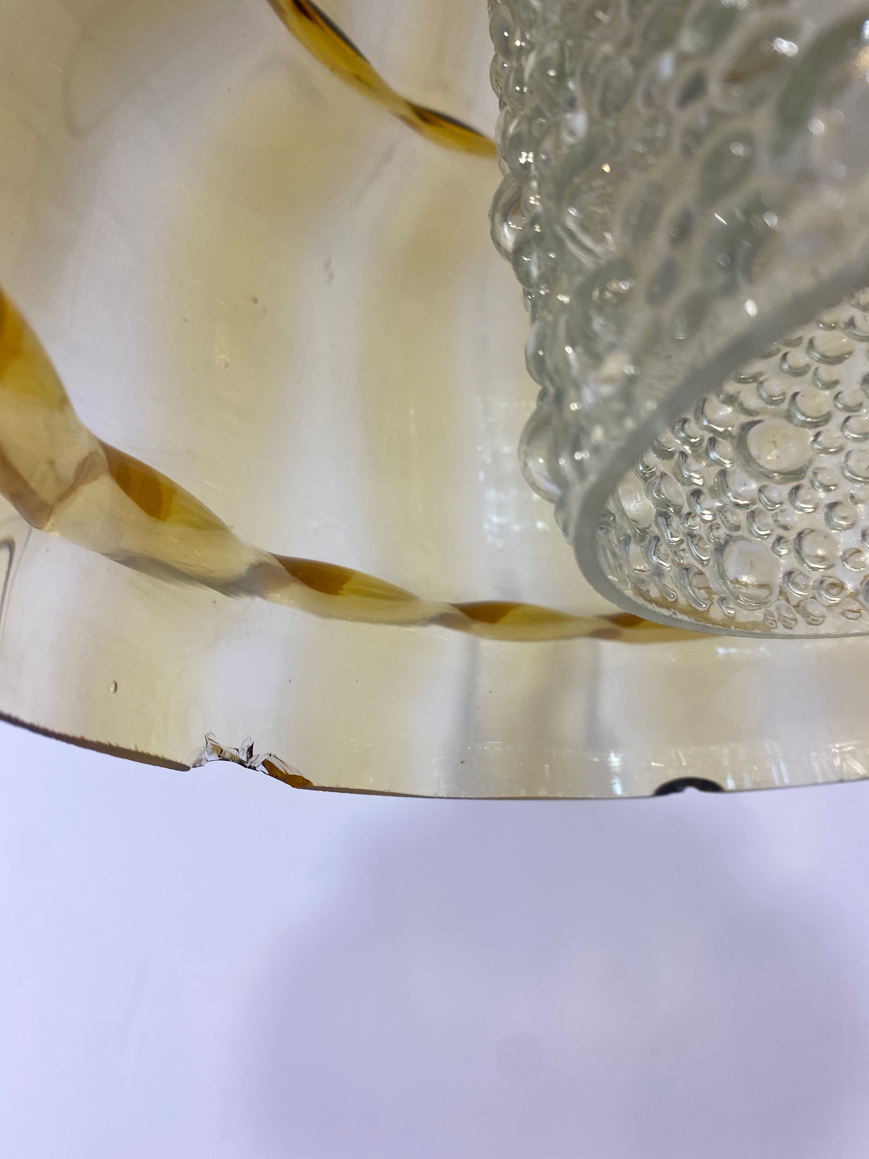 Vintage French Mid-Century Amber Glass Pendant Light/ Retro Ceiling Lamp — photo 10