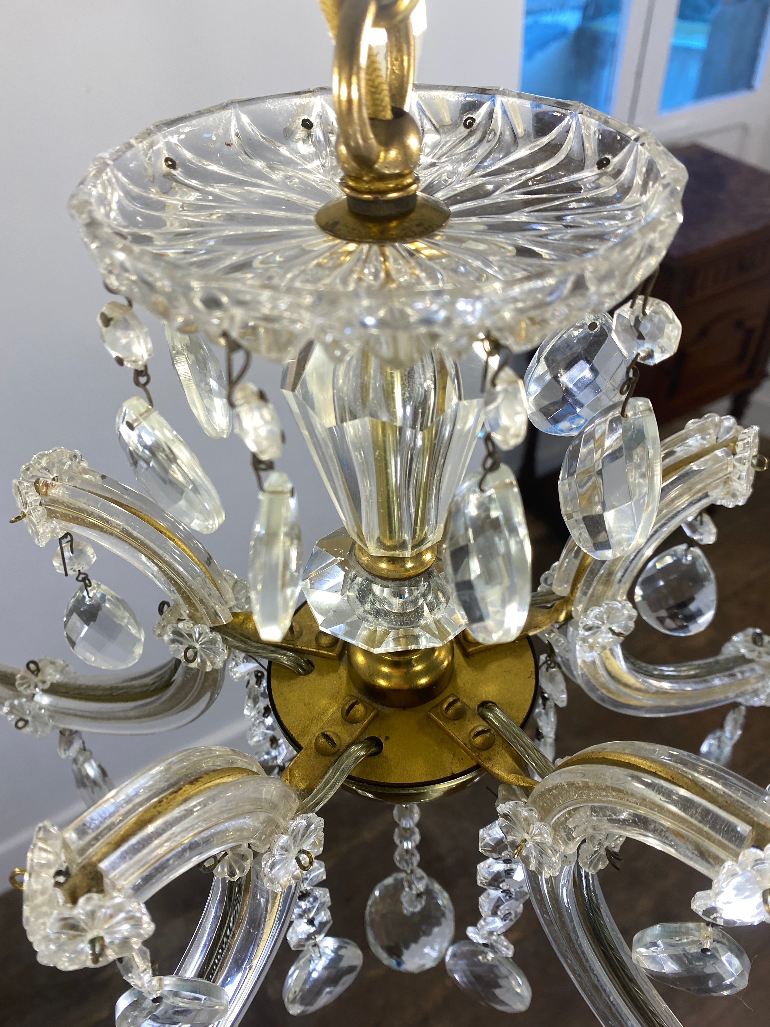 Vintage French Chandelier Glass, Plastic Arms Louis XV Style 6-Light Rococo — photo 9