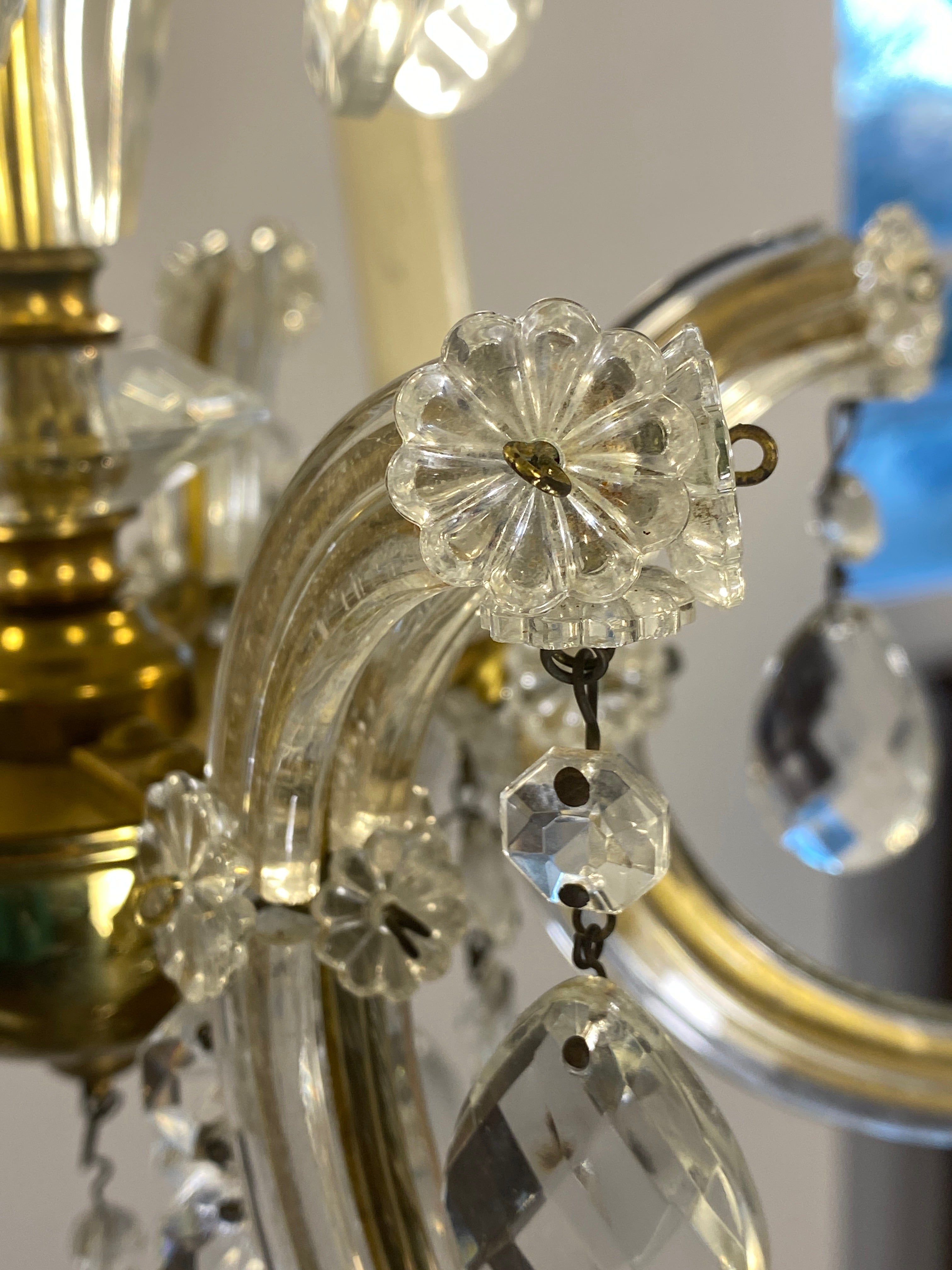 Vintage French Chandelier Glass, Plastic Arms Louis XV Style 6-Light Rococo — photo 10