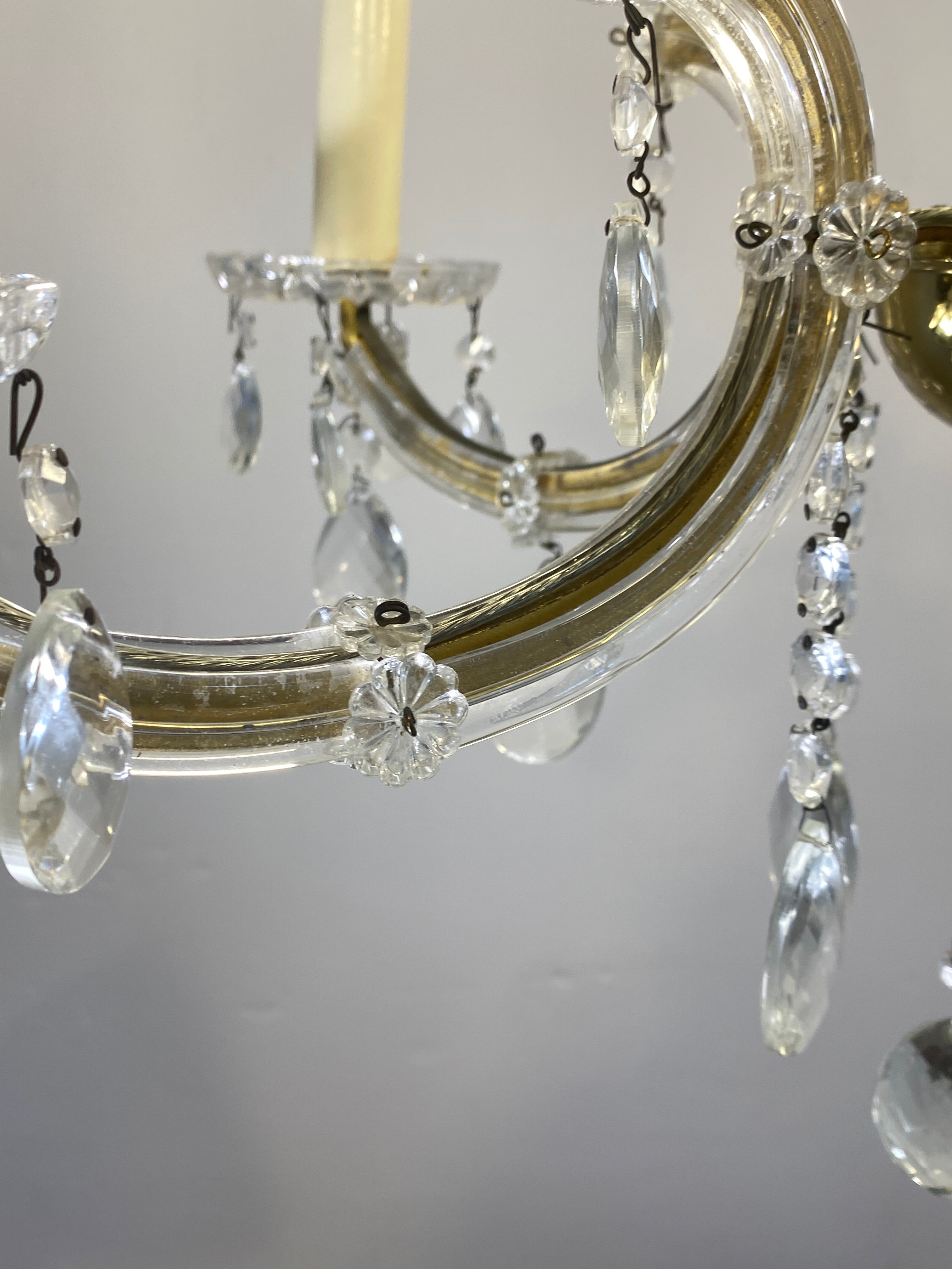 Vintage French Chandelier Glass, Plastic Arms Louis XV Style 6-Light Rococo — photo 13