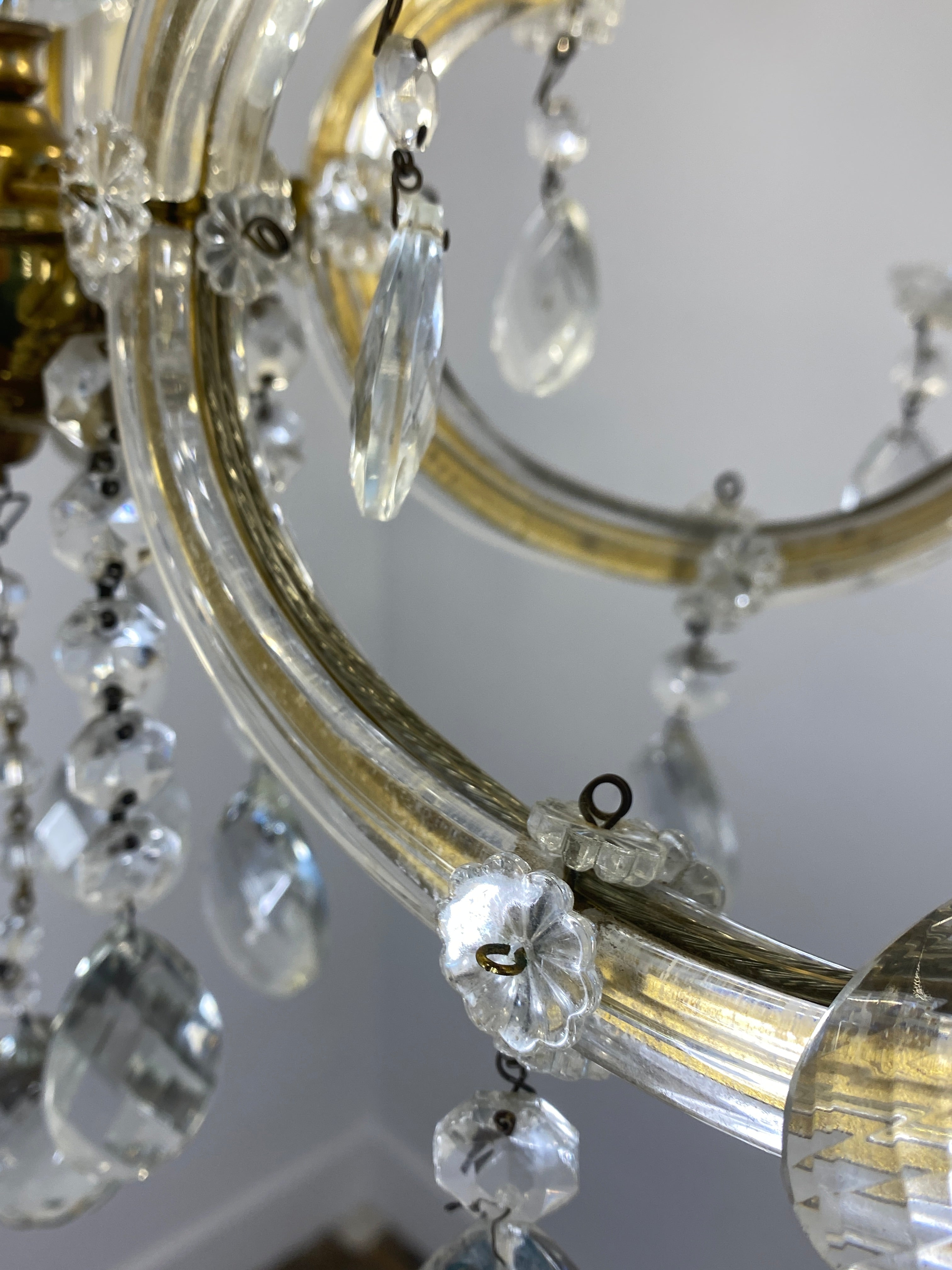 Vintage French Chandelier Glass, Plastic Arms Louis XV Style 6-Light Rococo — photo 15