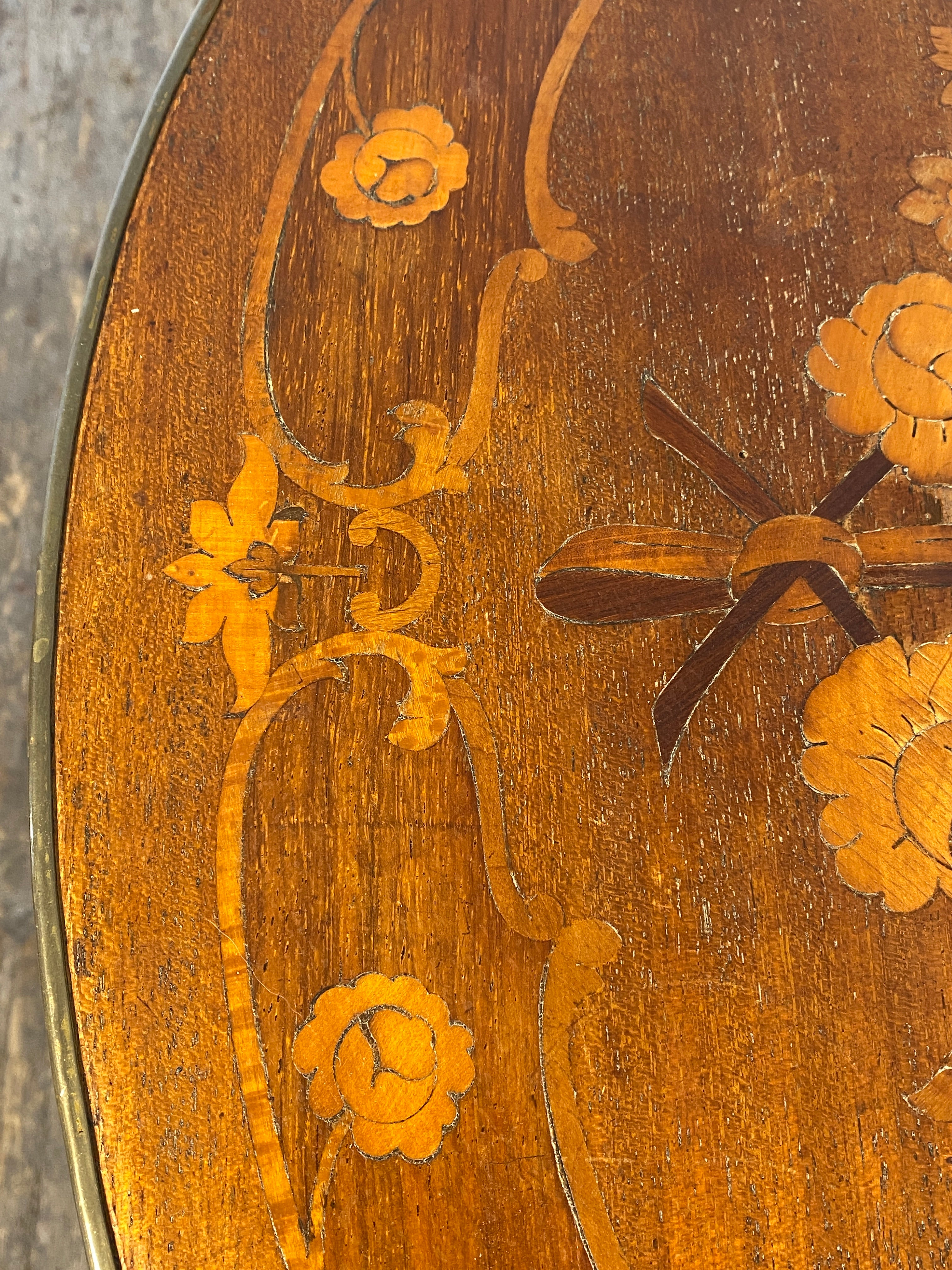 Antique French Louis XV Mahogany Side Table Ormolu Marquetry Brass c.1900 — photo 7
