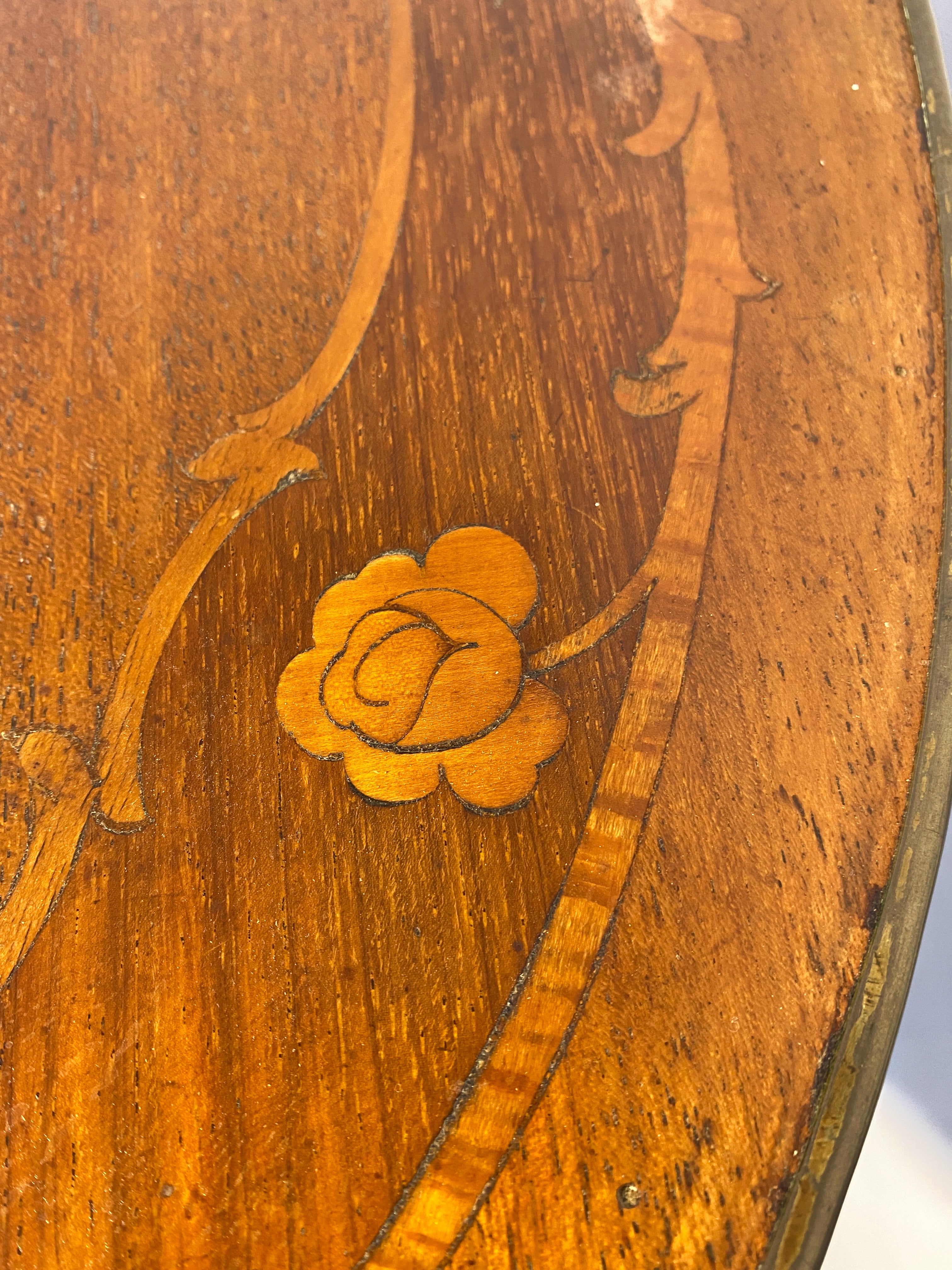 Antique French Louis XV Mahogany Side Table Ormolu Marquetry Brass c.1900 — photo 9