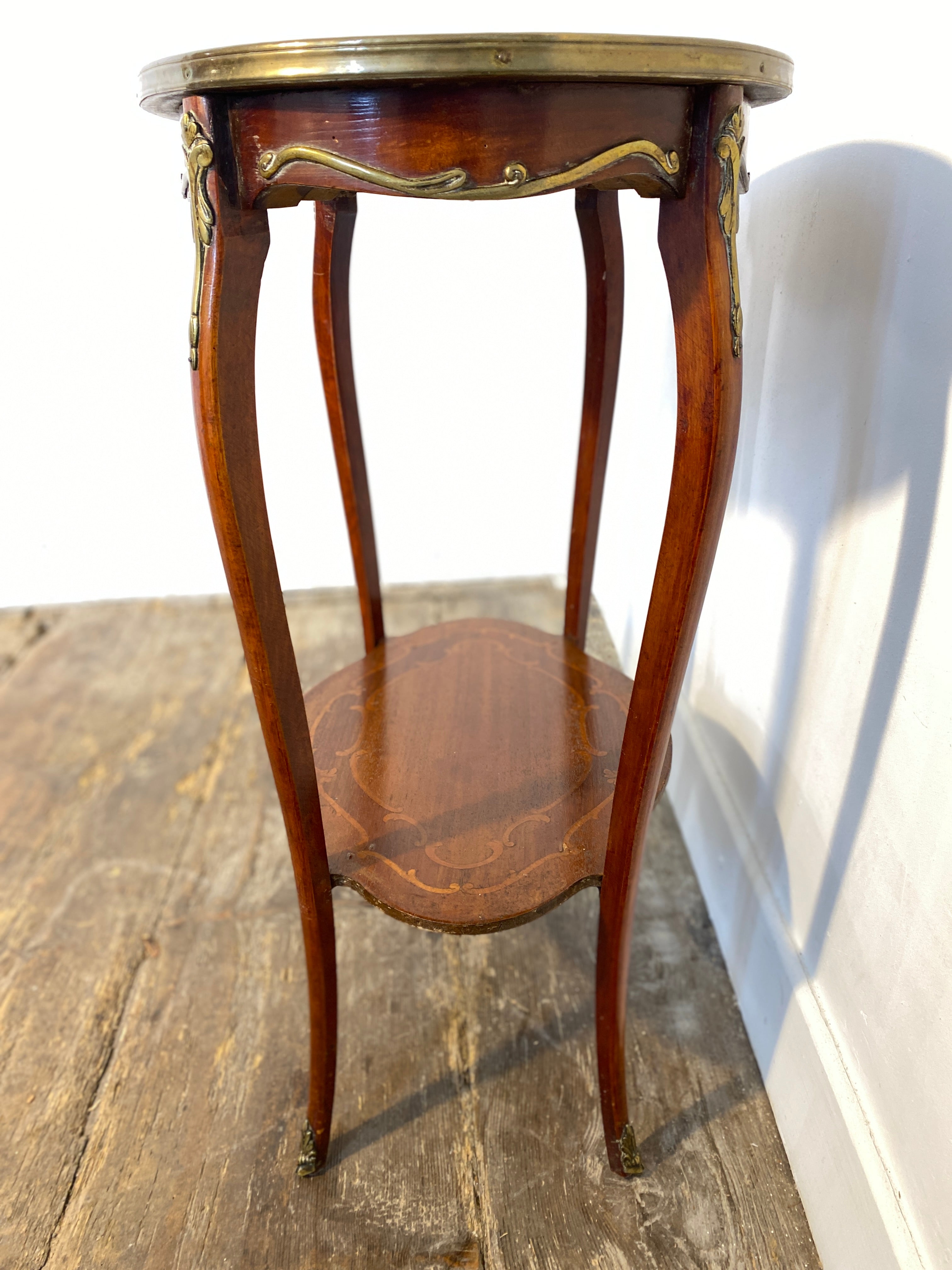 Antique French Louis XV Mahogany Side Table Ormolu Marquetry Brass c.1900 — photo 16