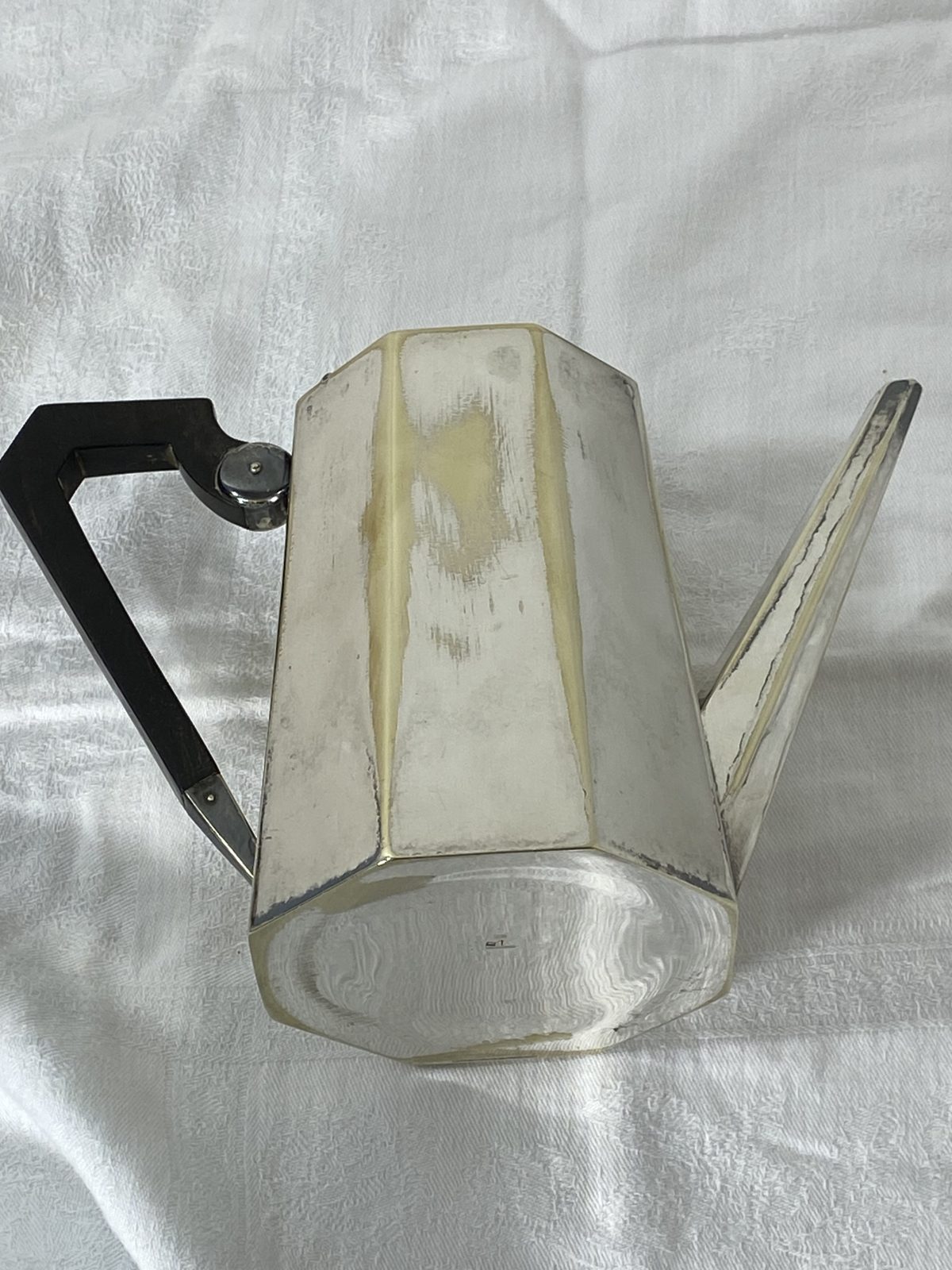 French Art Deco Silver-Plated Coffee Pot, Octagonal, Ebonised Wood Handle, c. 1925-1935 — photo 7