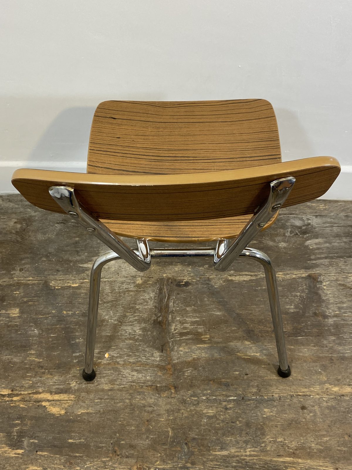 Set of 3 Vintage French Kitchen Chairs, Wood-Effect Formica & Chrome, 1960s-70s — photo 10