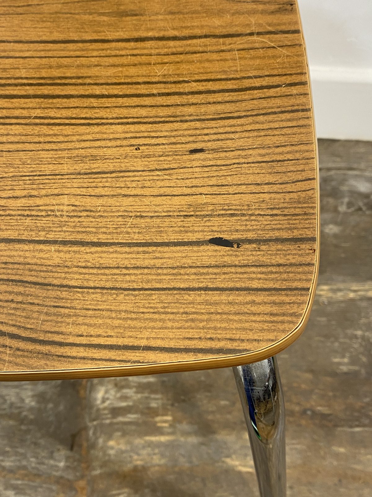 Set of 3 Vintage French Kitchen Chairs, Wood-Effect Formica & Chrome, 1960s-70s — photo 14